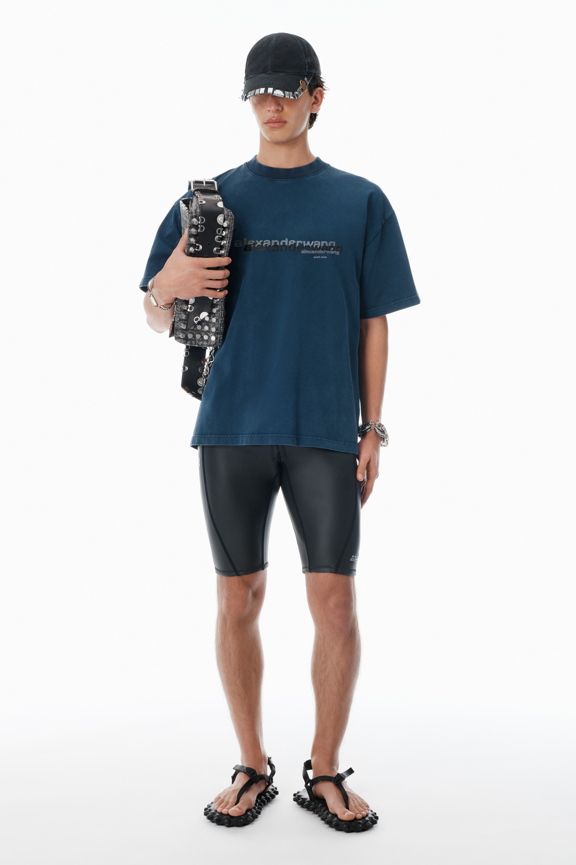 Navy Cotton Oversized Logo Tee - 5