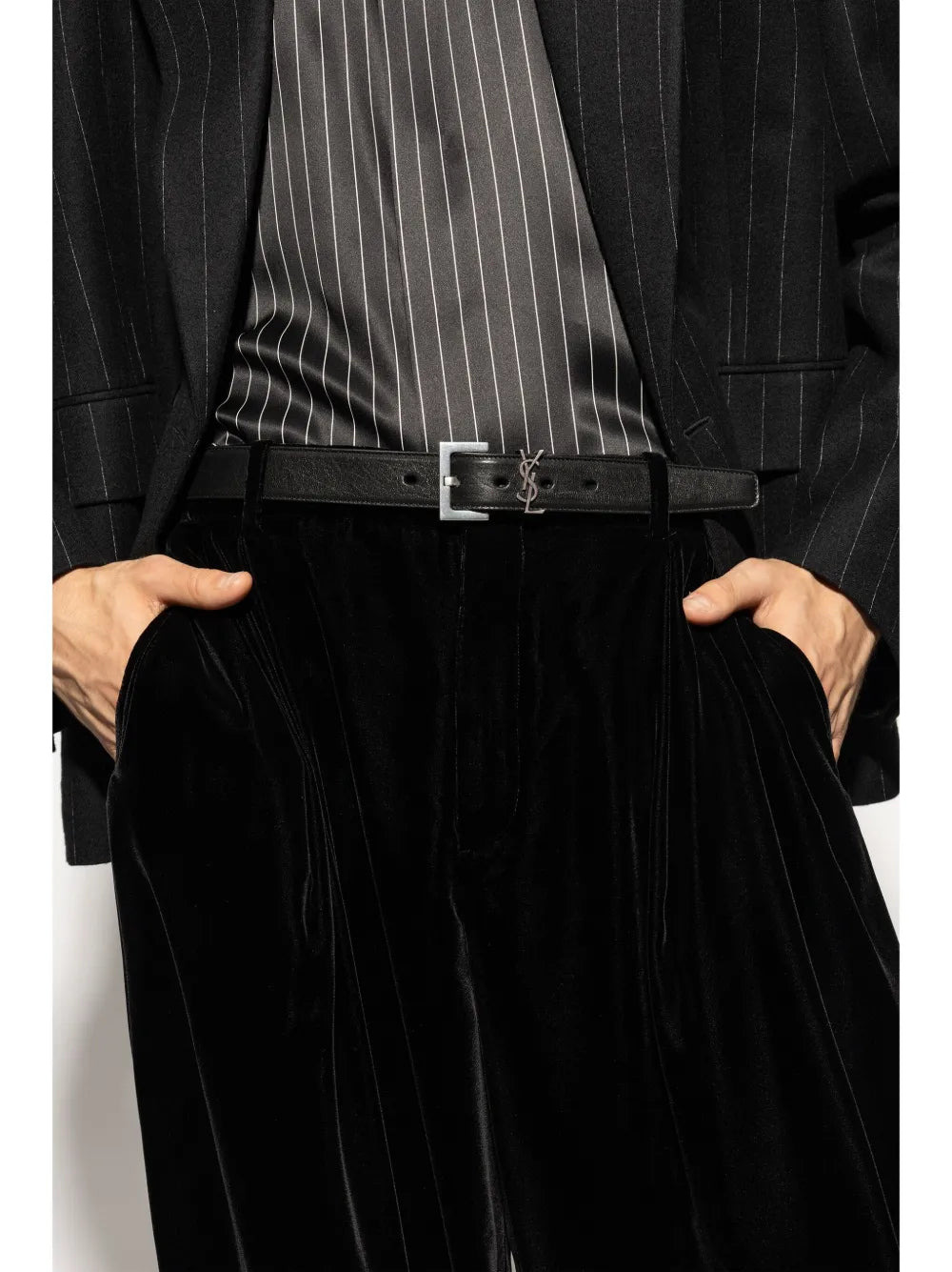 SAINT LAURENT - Men Cassandre Lamb Belt - 2