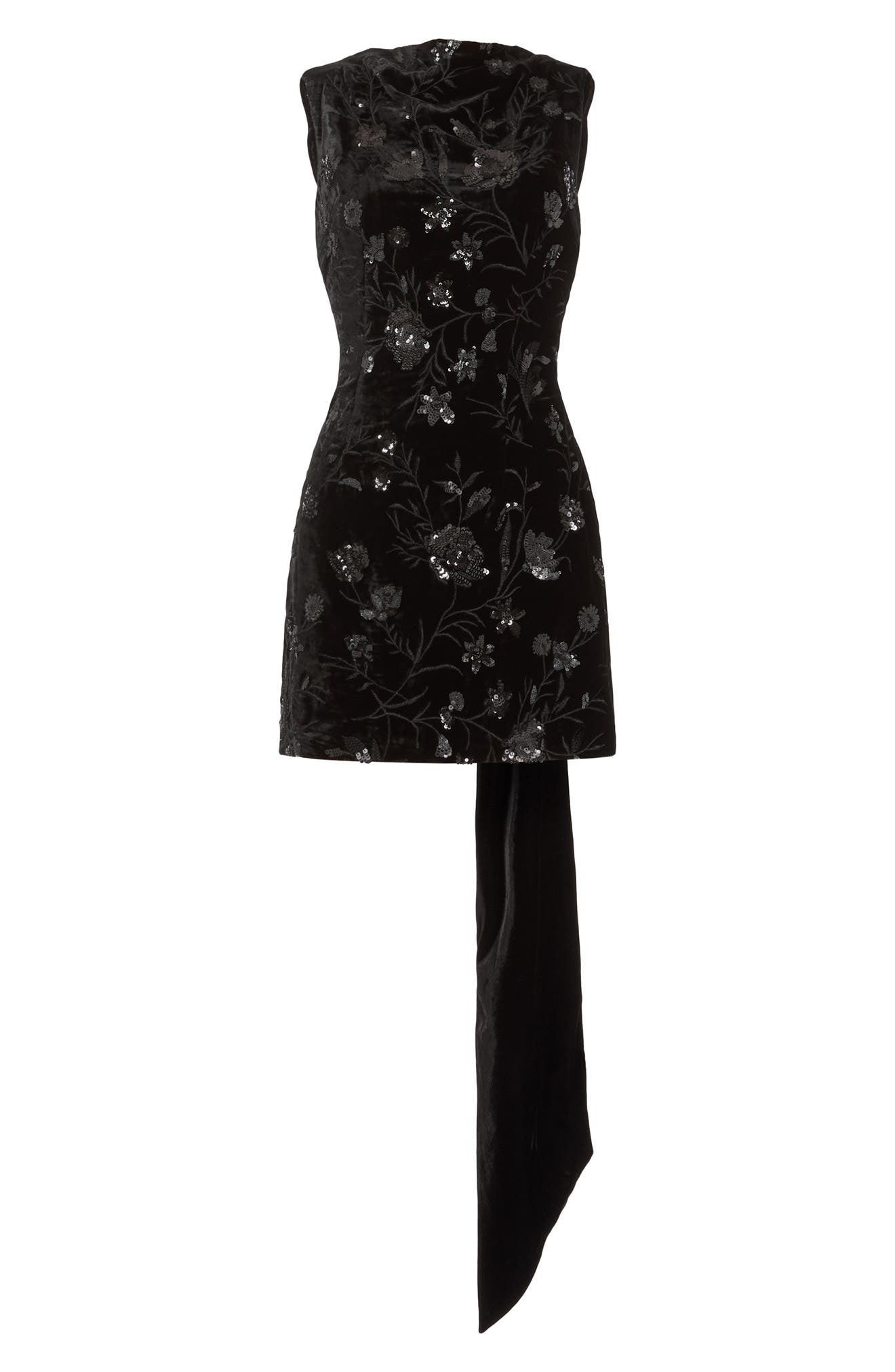 SAU LEE Floral Sequin Velvet Cocktail Dress in Black at Nordstrom - 4
