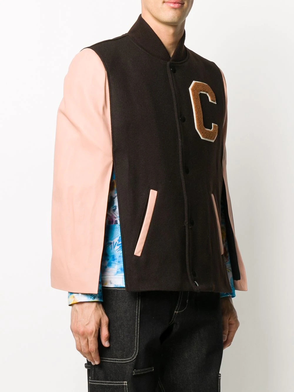 appliqué-detailing bomber-style cape - 3