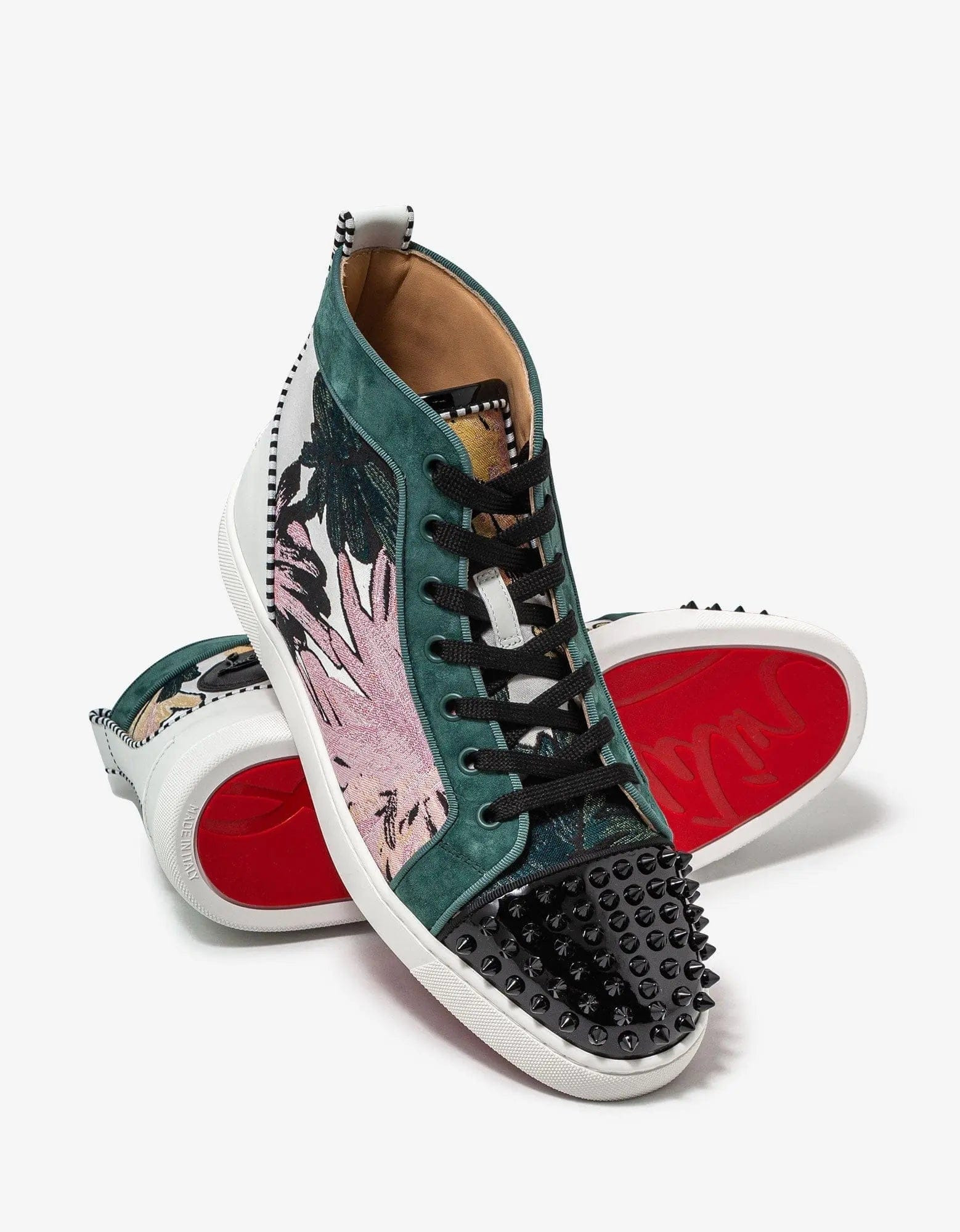 Christian Louboutin Lou Spikes Orlato Hanabi Floral Print High Top Trainers - 7