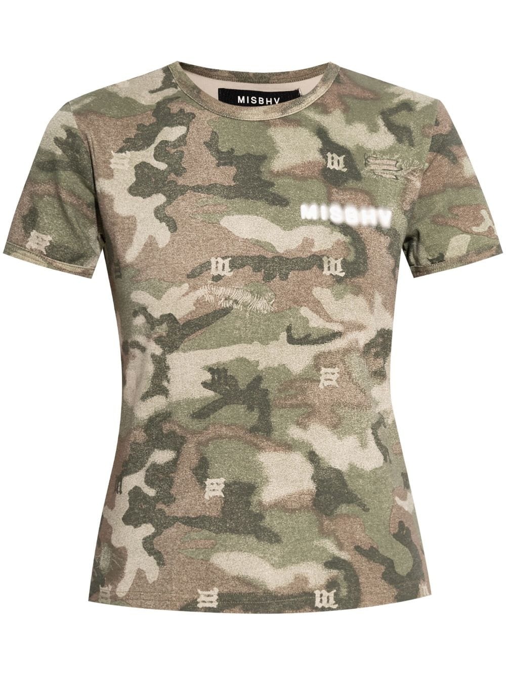 logo-print camo t-shirt - 1