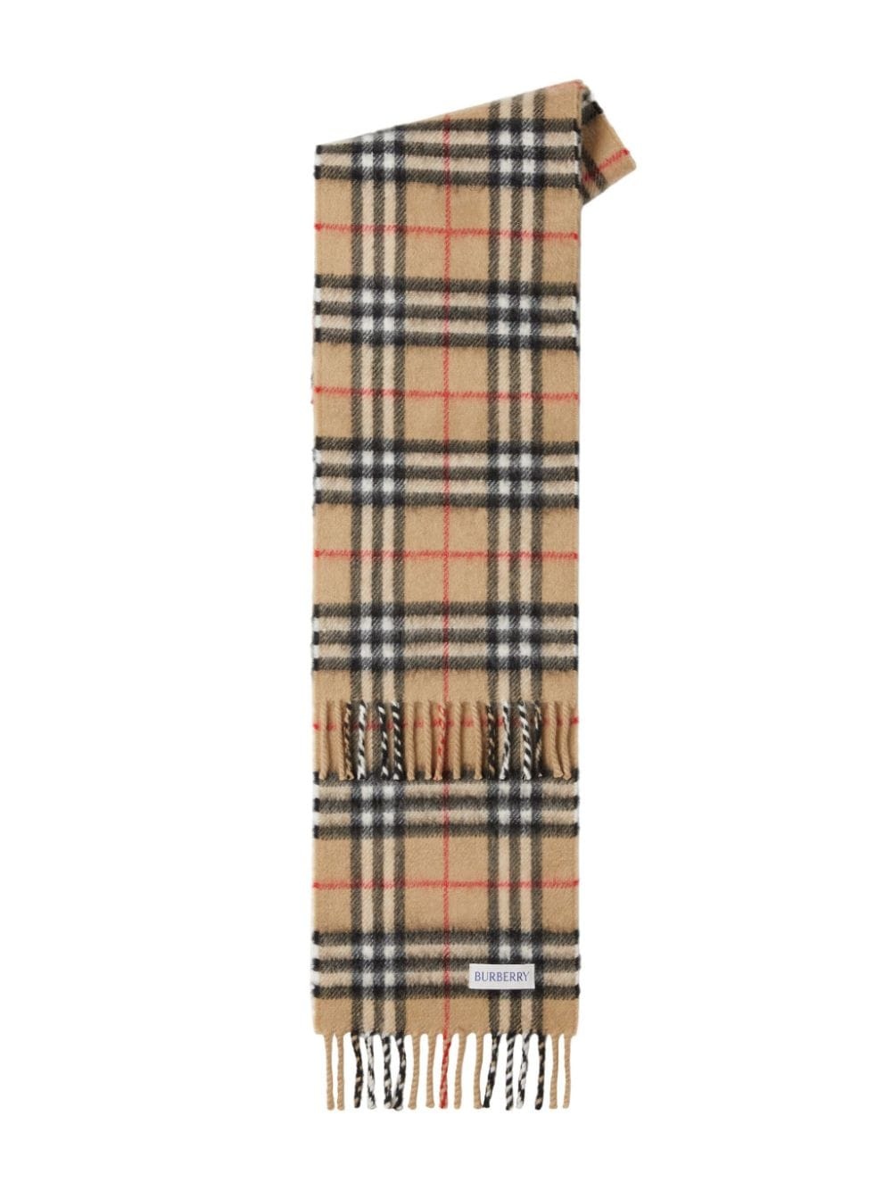 checkered fringed cashmere scarf - 2