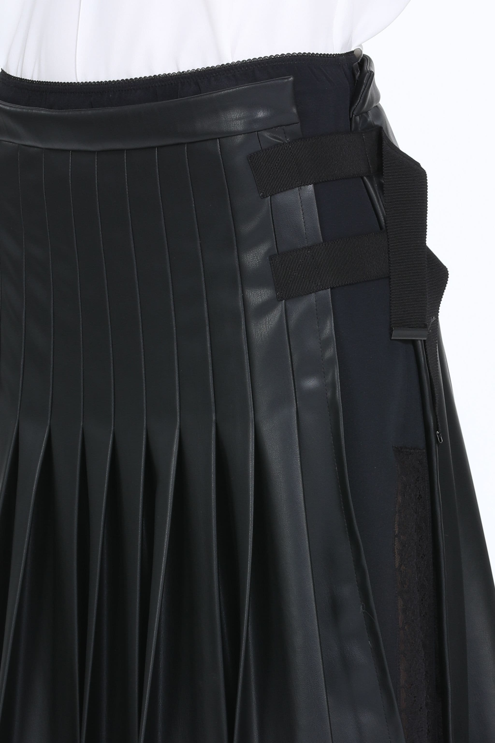 PLEATED SYNTHETIC-LEATHER MIDI SKIRT - 5