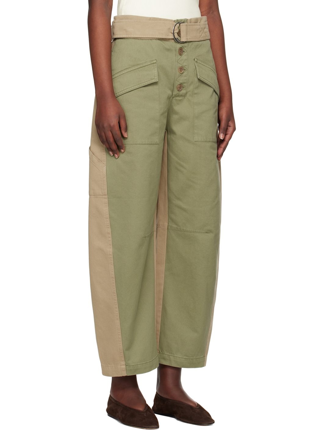 Green & Beige Carolina Trousers - 2