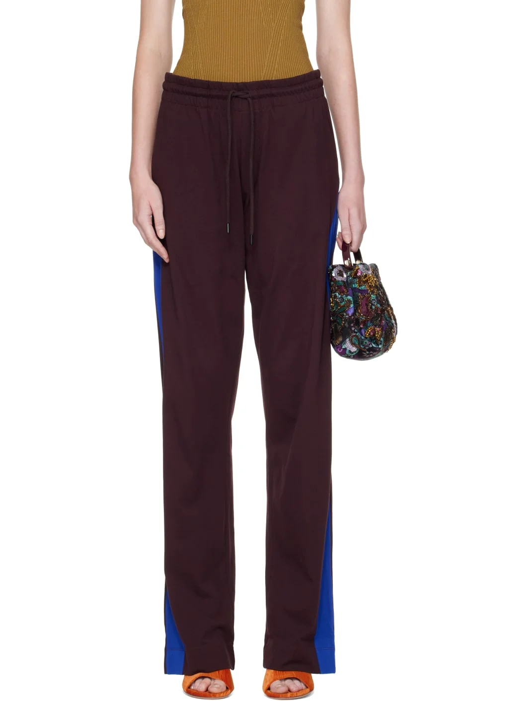 Burgundy Cotton Lounge Pants - 1