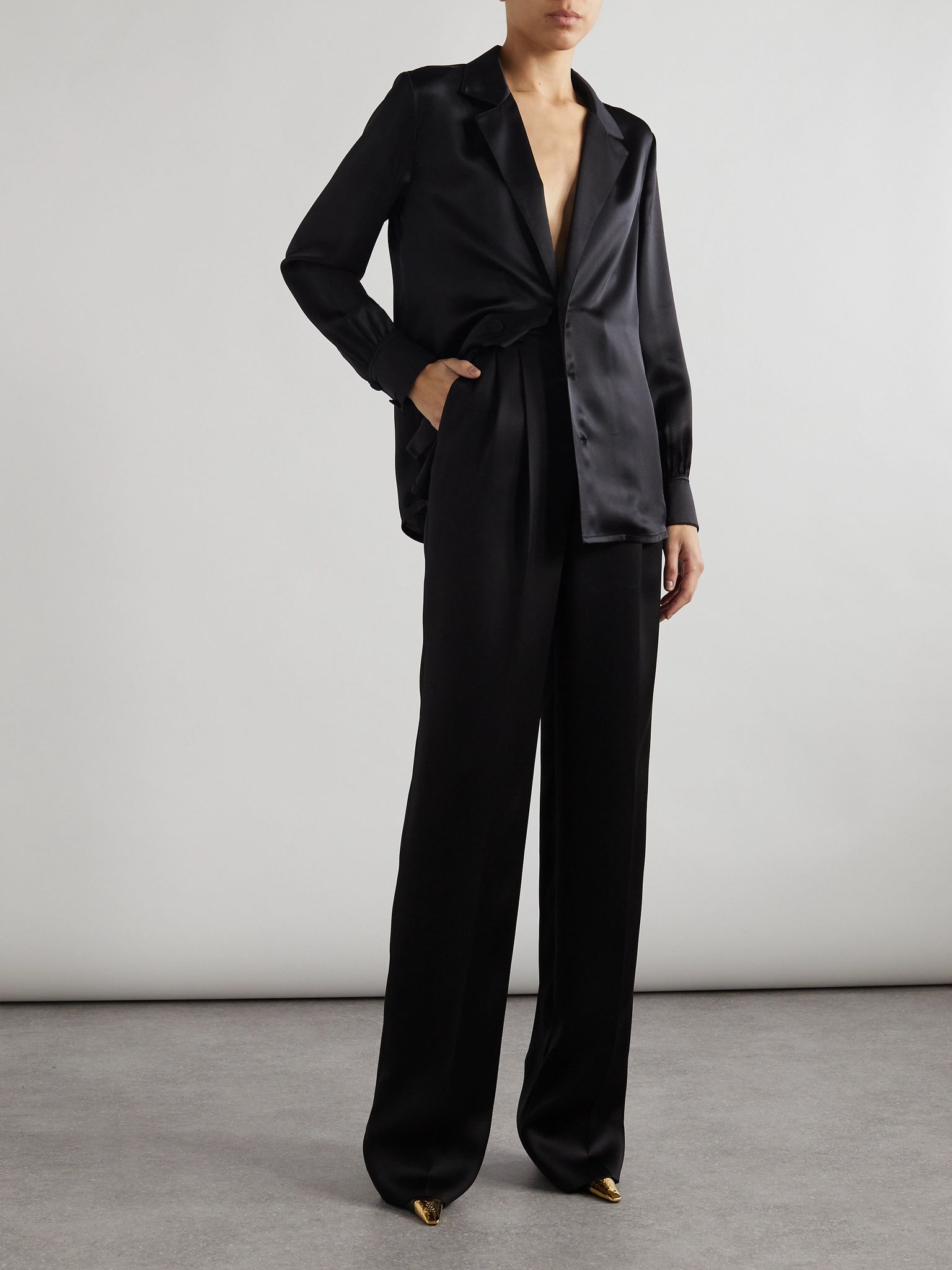 Silk-satin shirt Black - 2