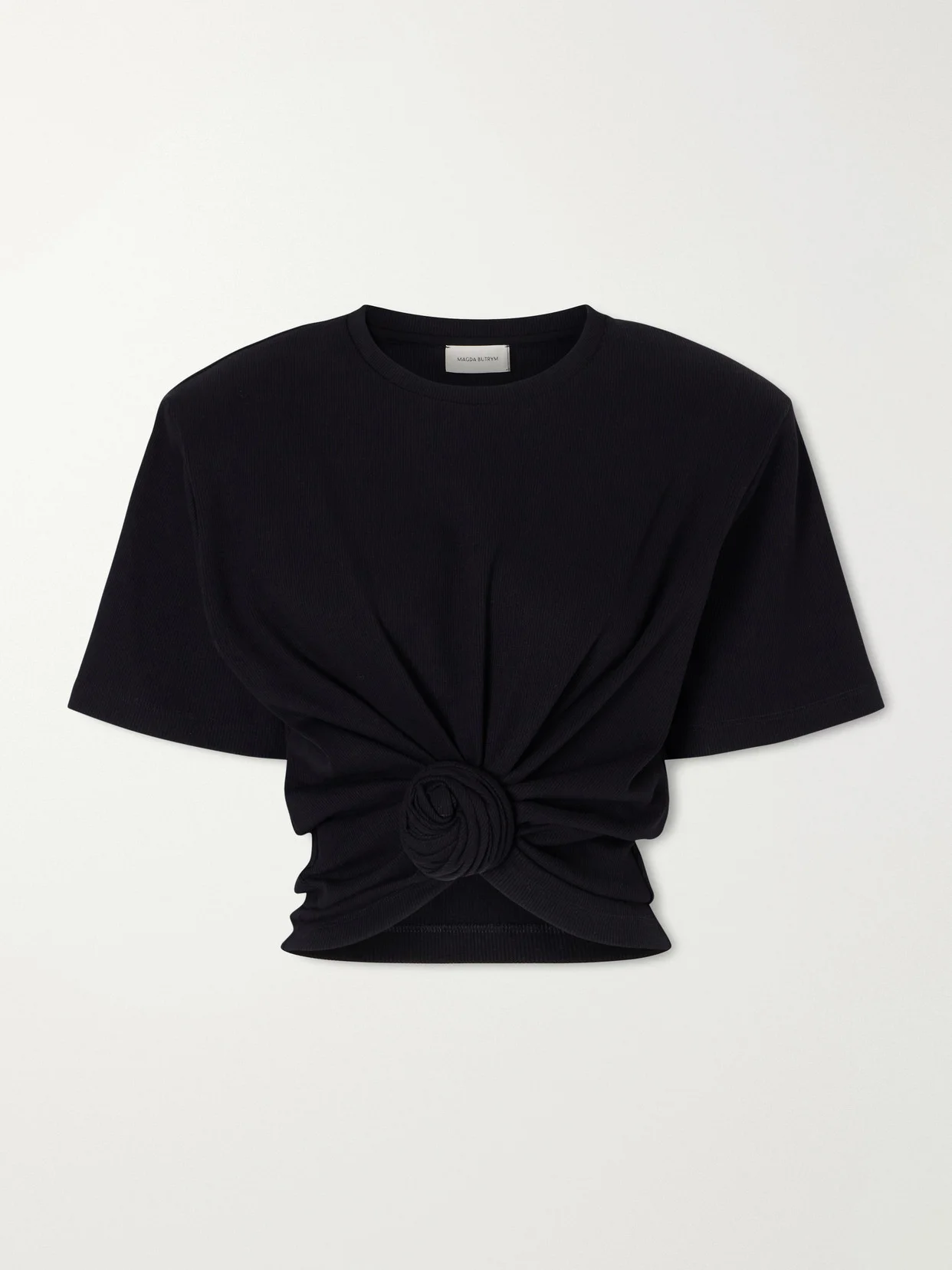 Gathered Ribbed Cotton-blend T-shirt - 1