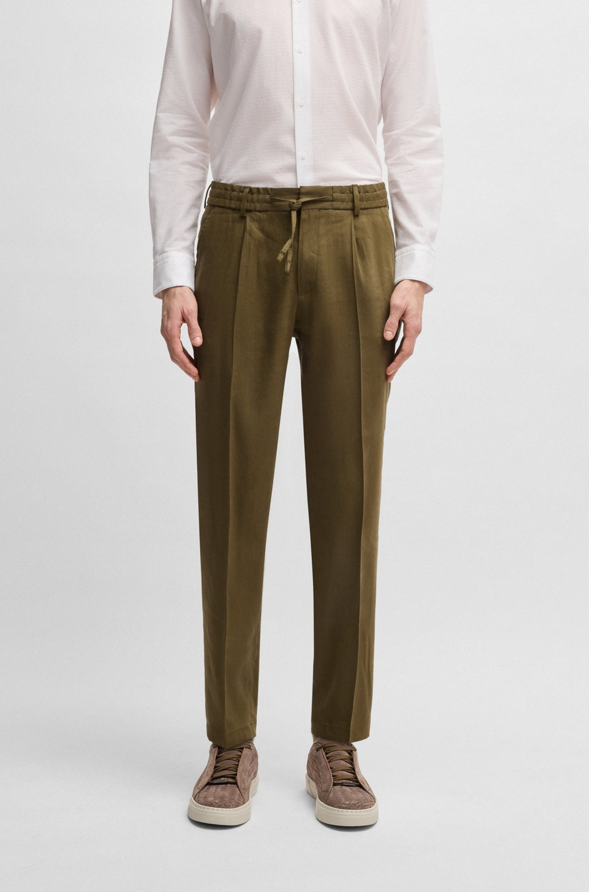 BOSS SELECTED BY SHOHEI OHTANI TAPERED-FIT TROUSERS IN A LINEN BLEND - 2