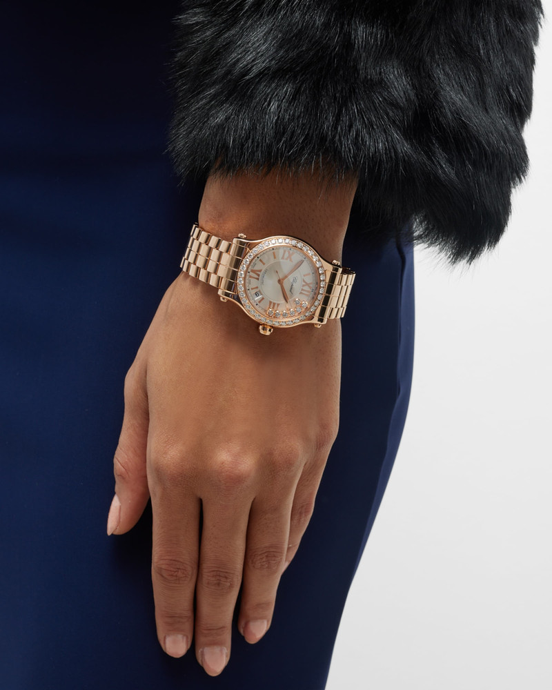 Chopard Happy Sport 36mm 18K Rose Gold Diamond Bezel Bracelet Watch outlook
