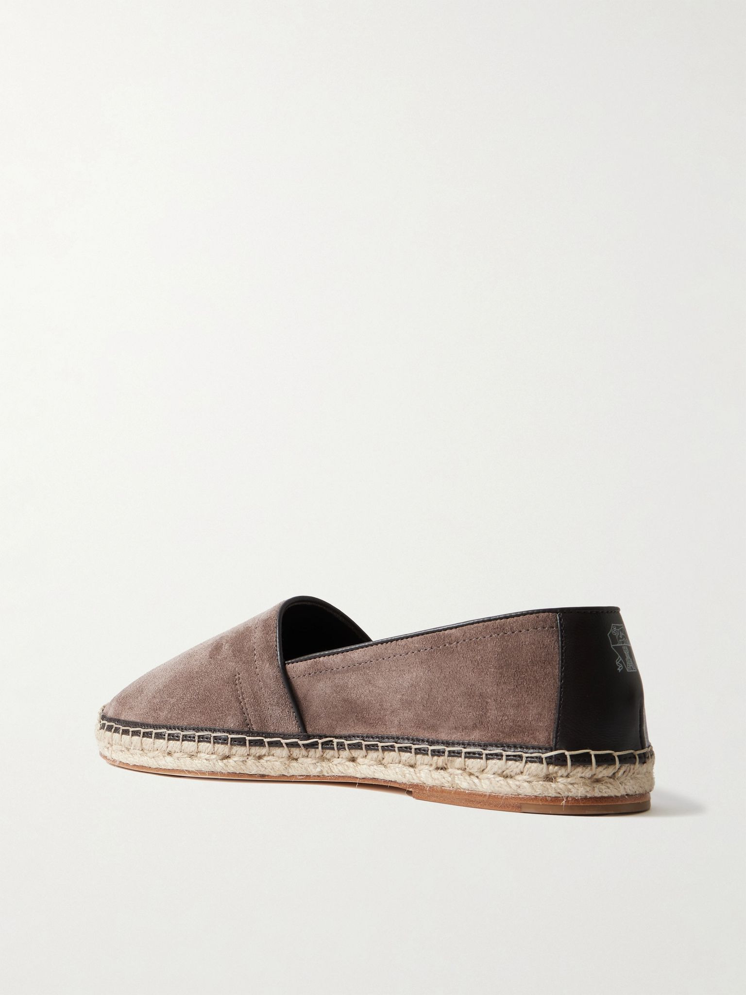 Leather-Trimmed Suede Espadrilles Brown - 4