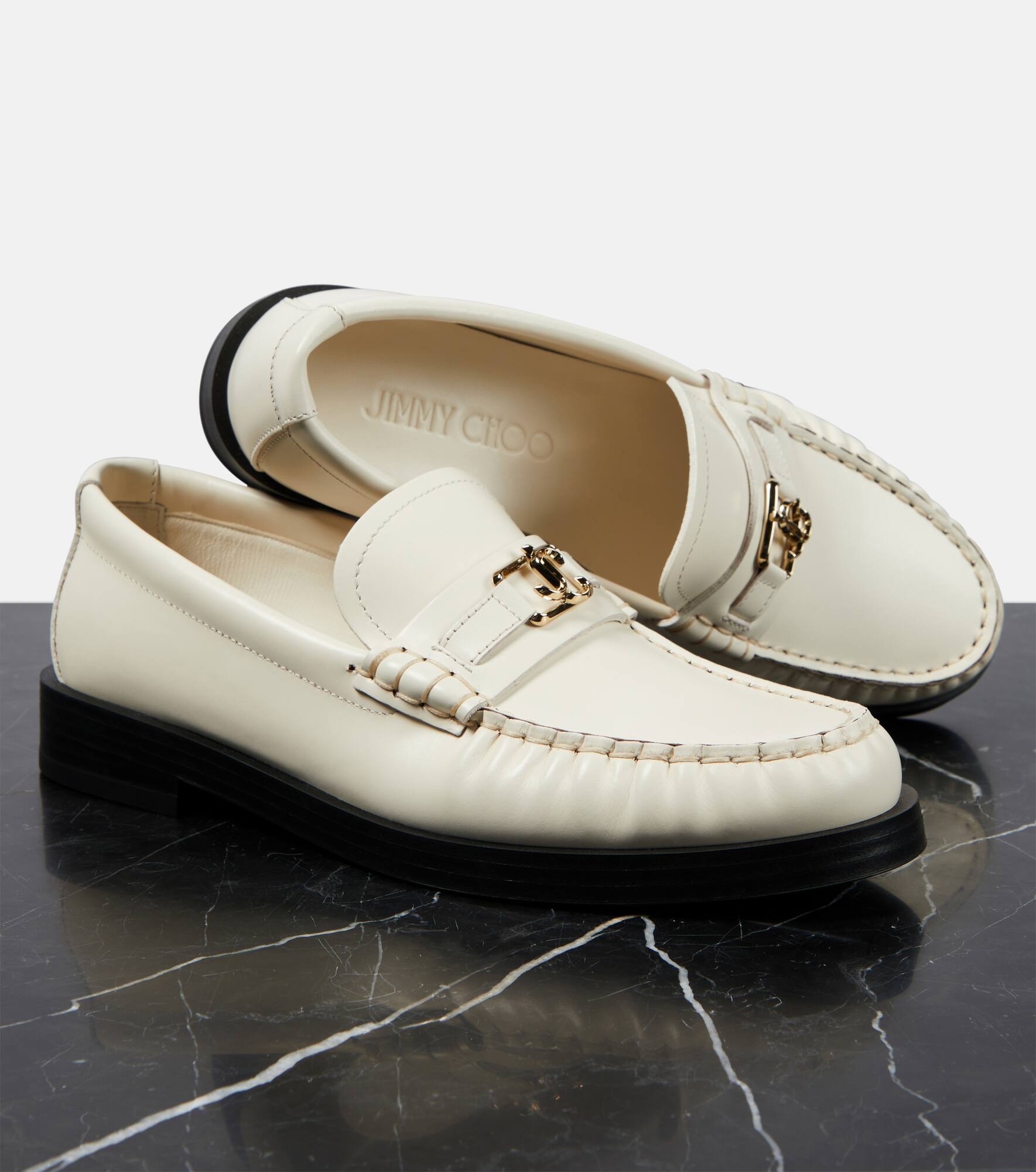 Addie logo leather loafers - 6