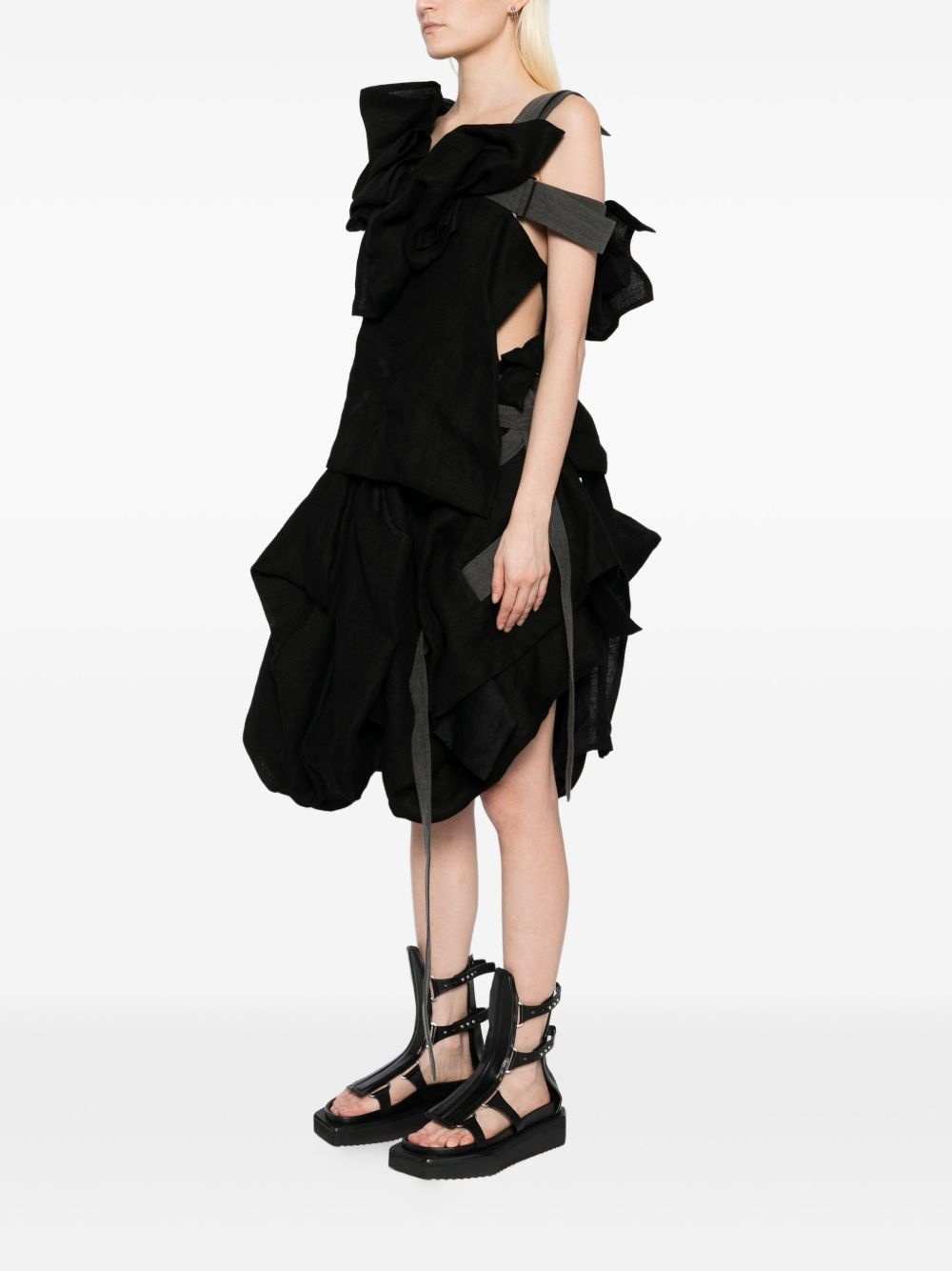 linen draped dress - 3