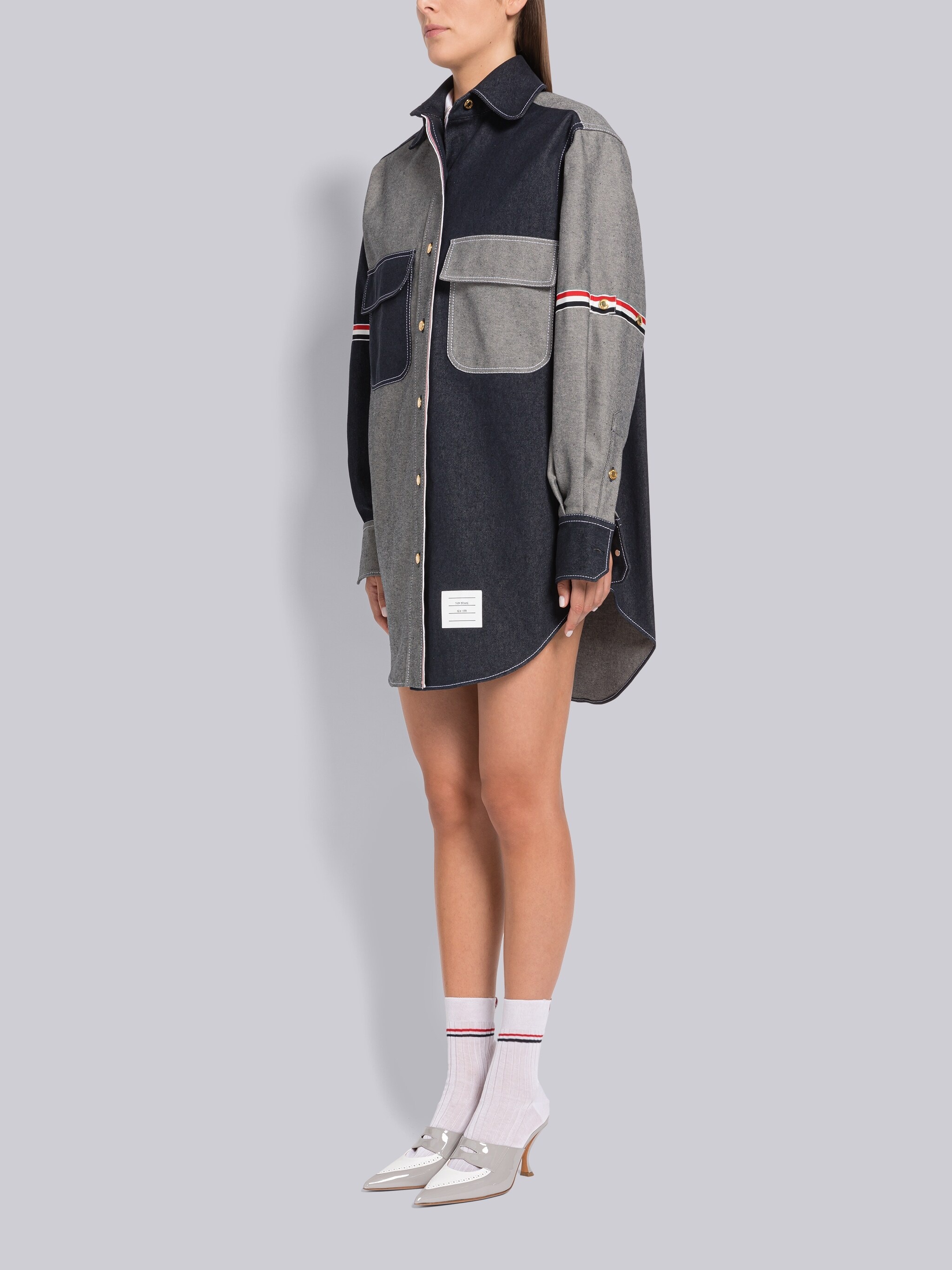 Selvedge Denim Armband Supersized Mini Shirtdress - 2