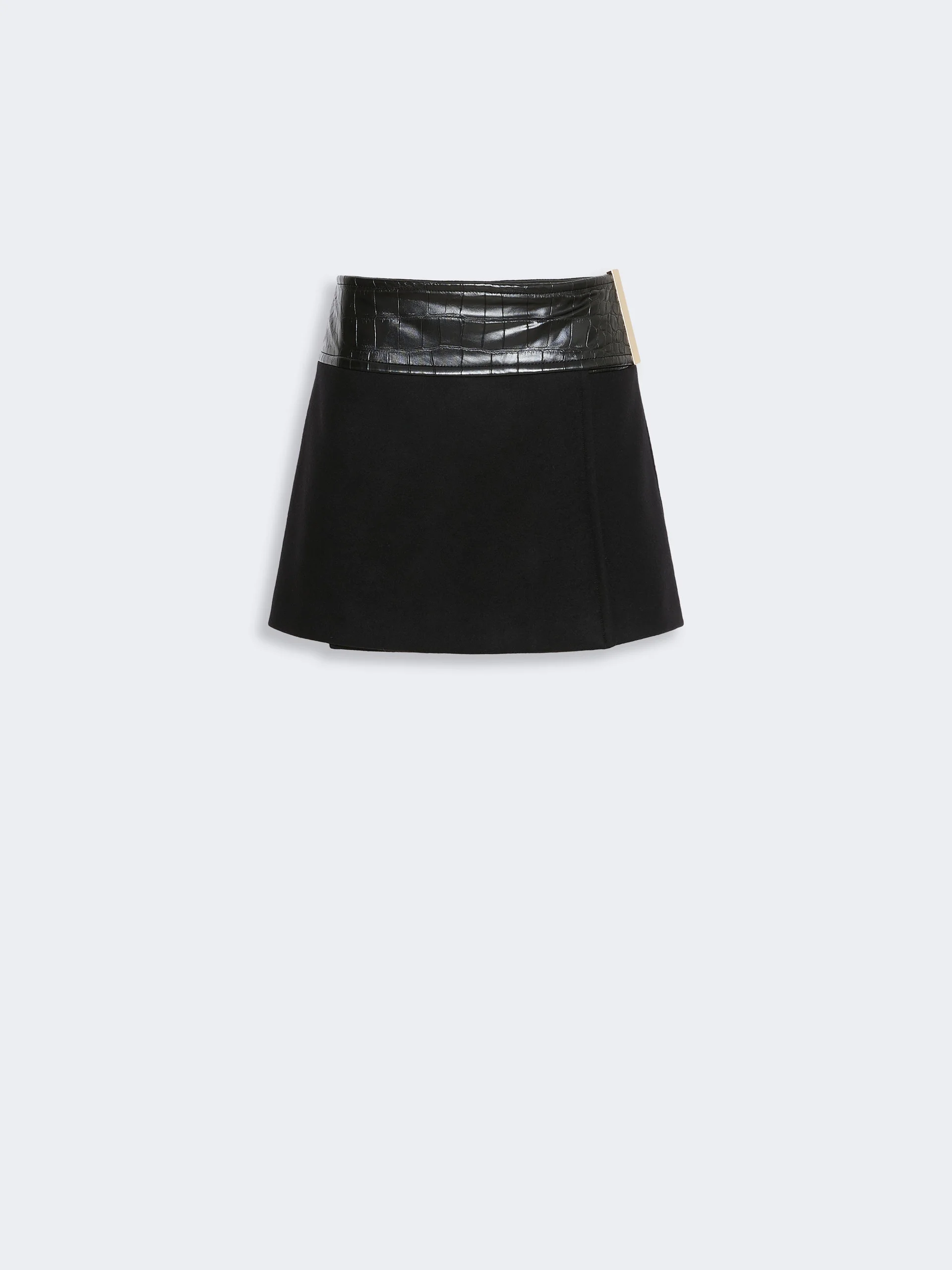 SPUMA Pure wool mini skirt - BLACK - 1