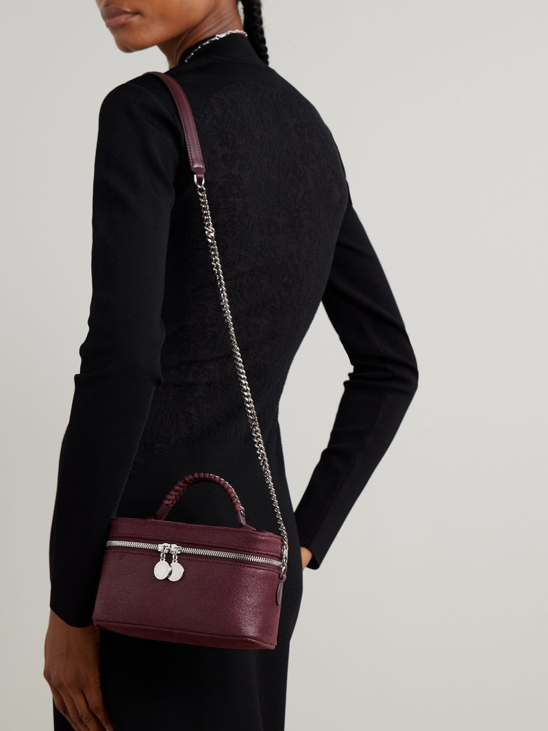 Stella McCartney Falabella chain-embellished brushed shoulder bag Burgundy outlook