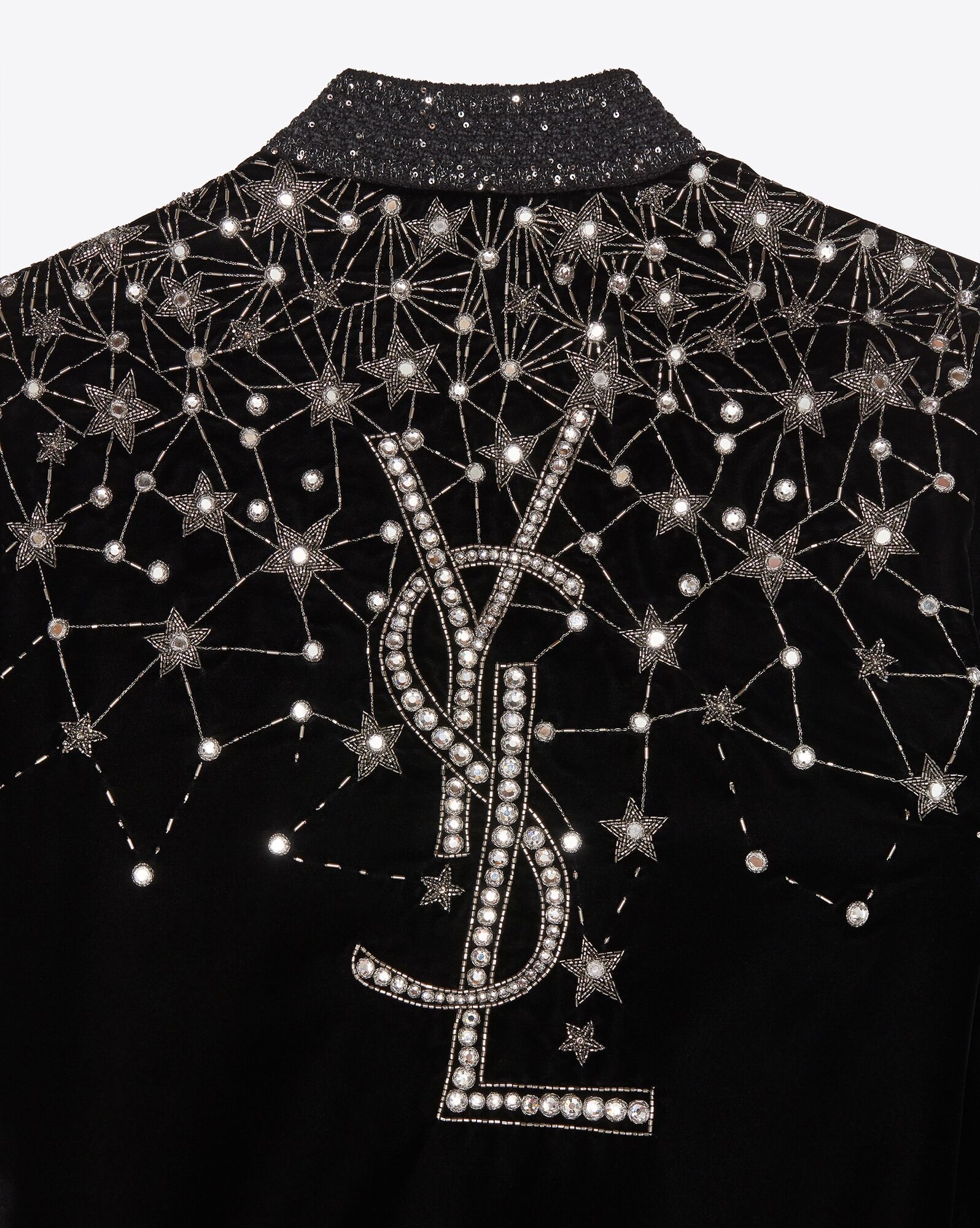ysl varsity jacket in embroidered velvet - 3
