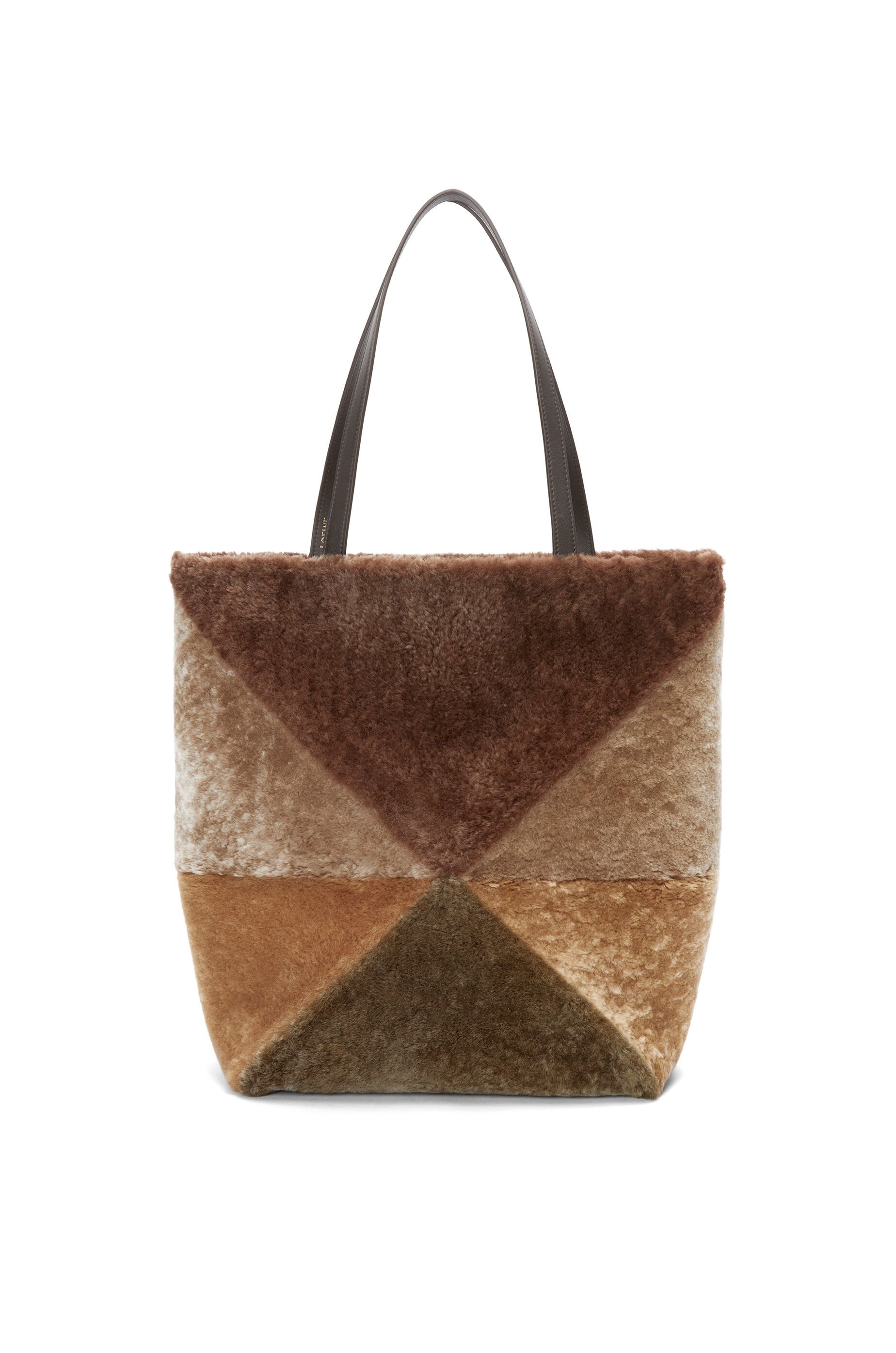 Large Puzzle Fold tote in shearling - 1