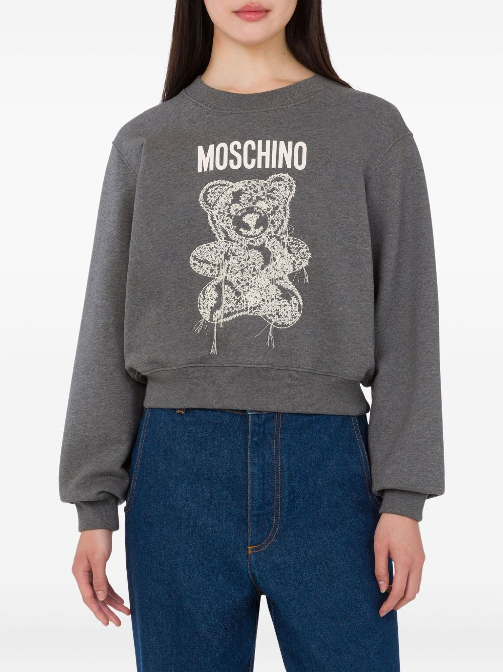 embroidered teddy-bear sweatshirt - 3