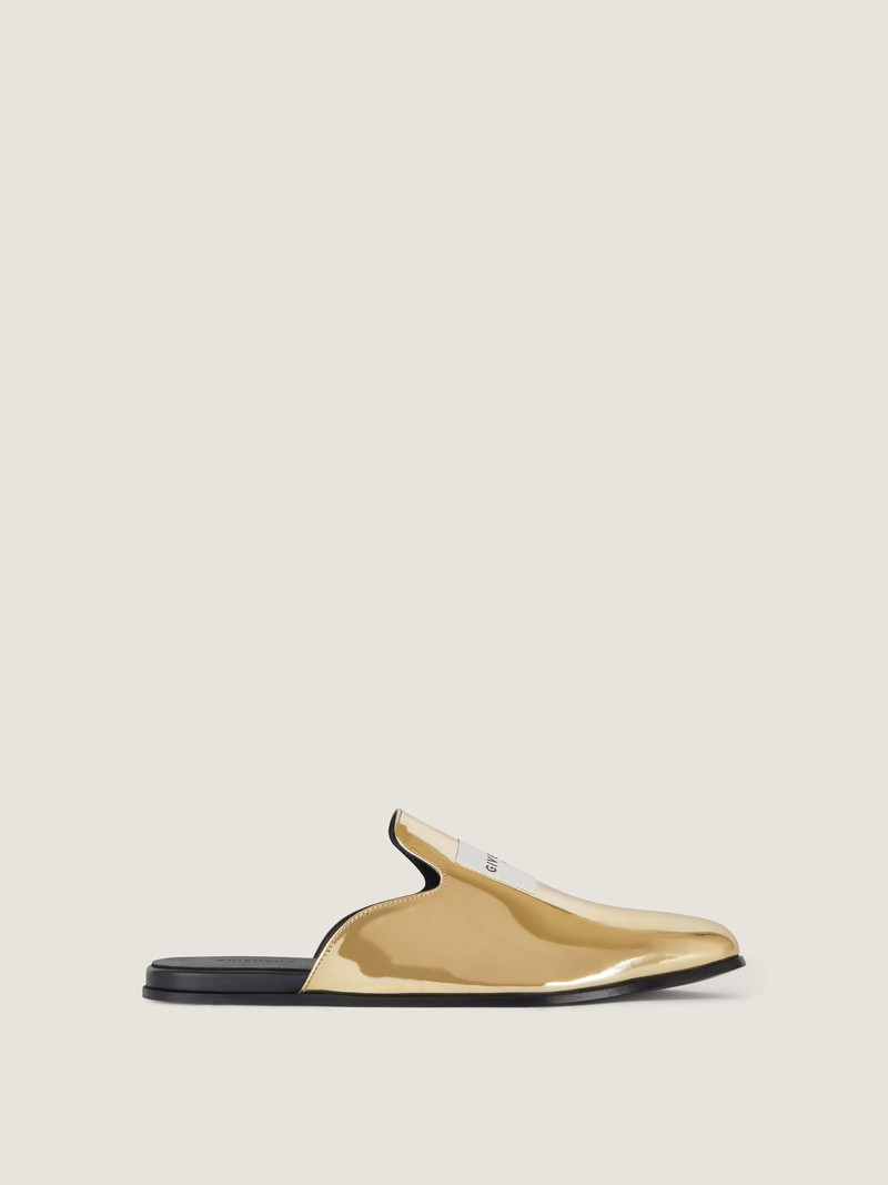 LABEL FLAT MULES IN MIRROR EFFECT LEATHER 2