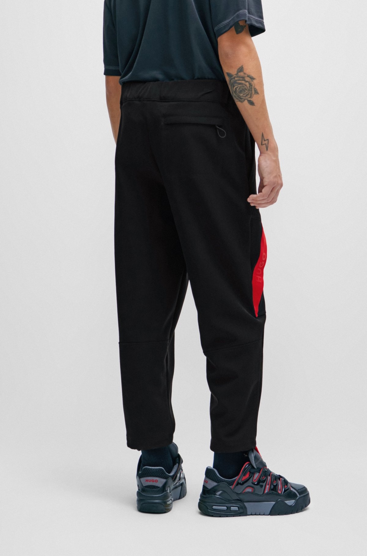 RELAXED-FIT TRACKSUIT BOTTOMS WITH RED LOGO TAPE - 5