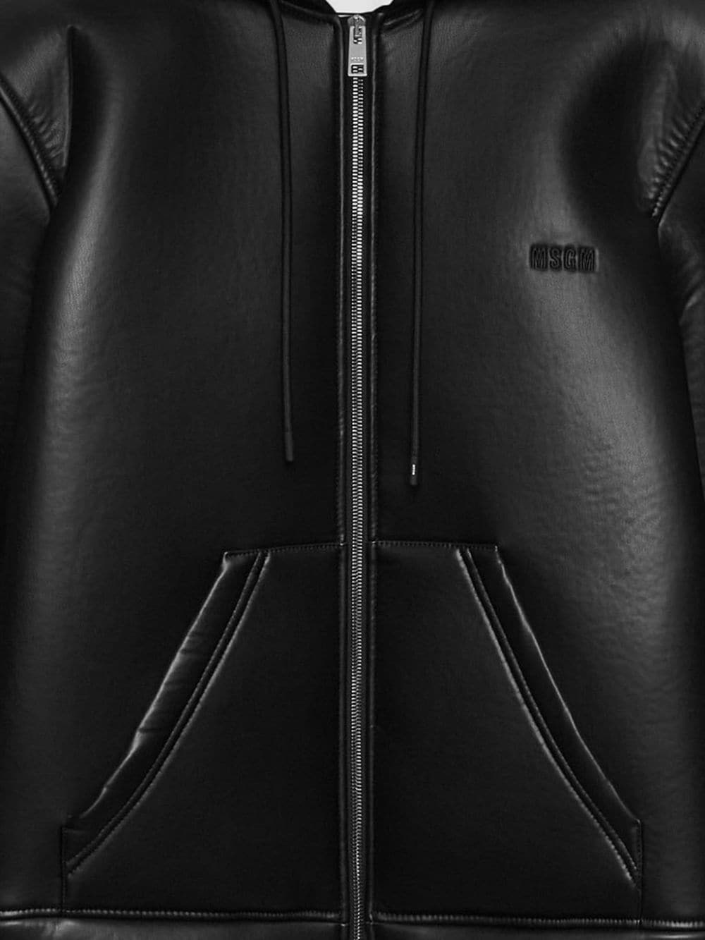 zip-up leather hoodie - 6