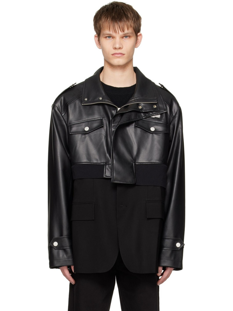 Black Detachable Faux-Leather Jacket 1