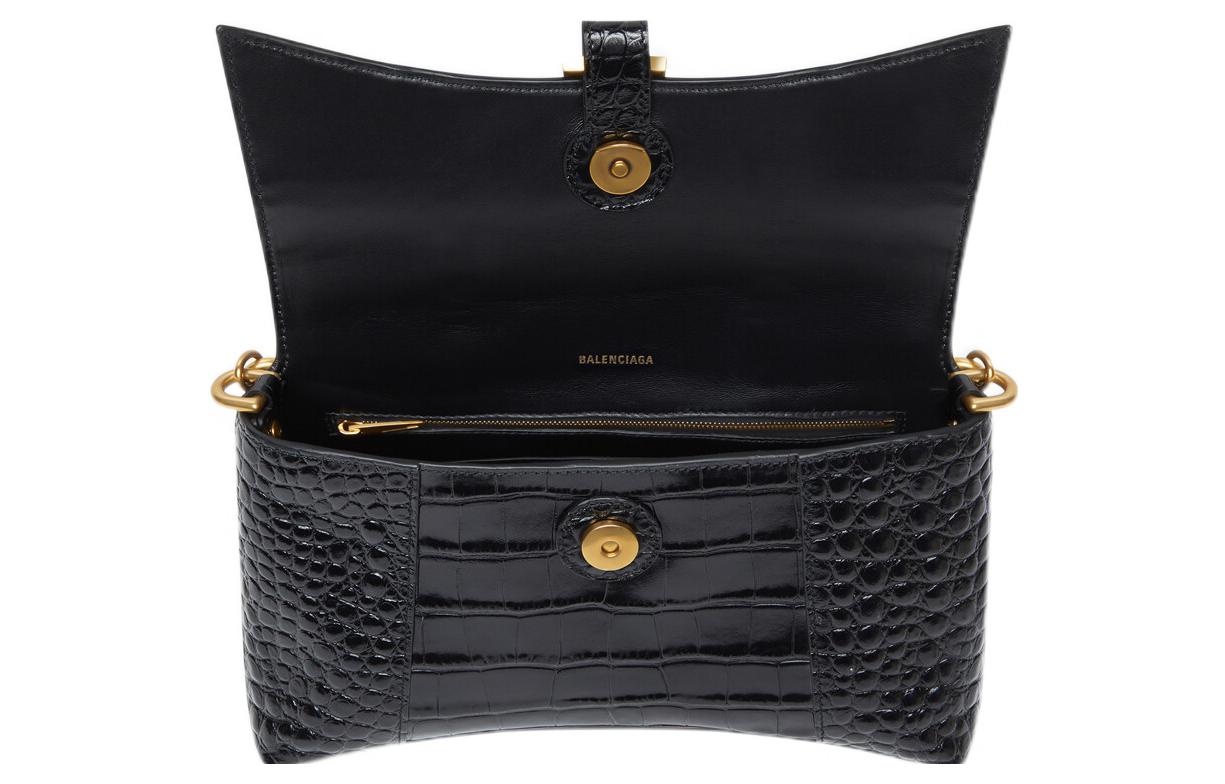 (WMNS) Balenciaga Downtown Xs Shoulder Bag Crocodile Embossed 'Black' 6891212106F1090 - 4