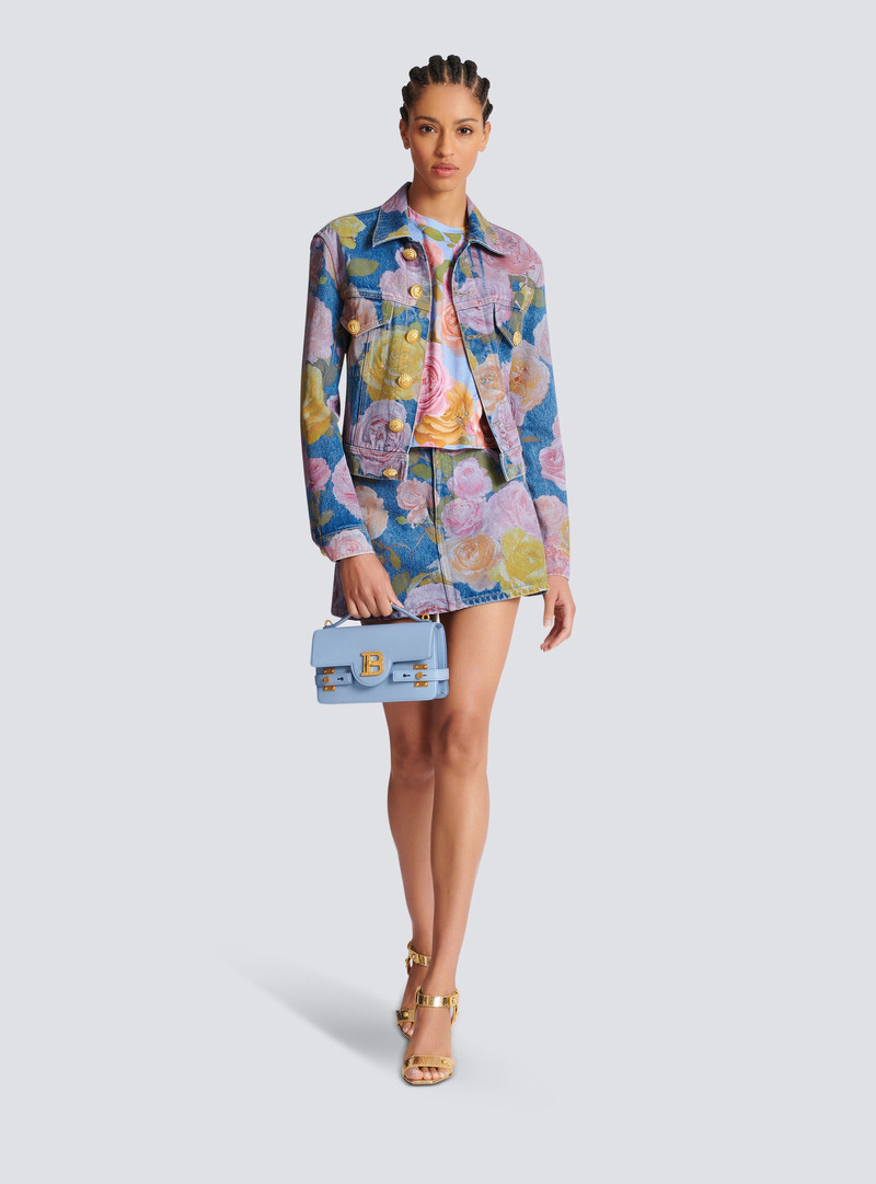 Balmain Denim jacket with Pastel Roses print outlook