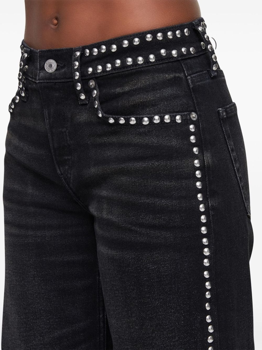 stud-embellished wide-leg jeans - 5