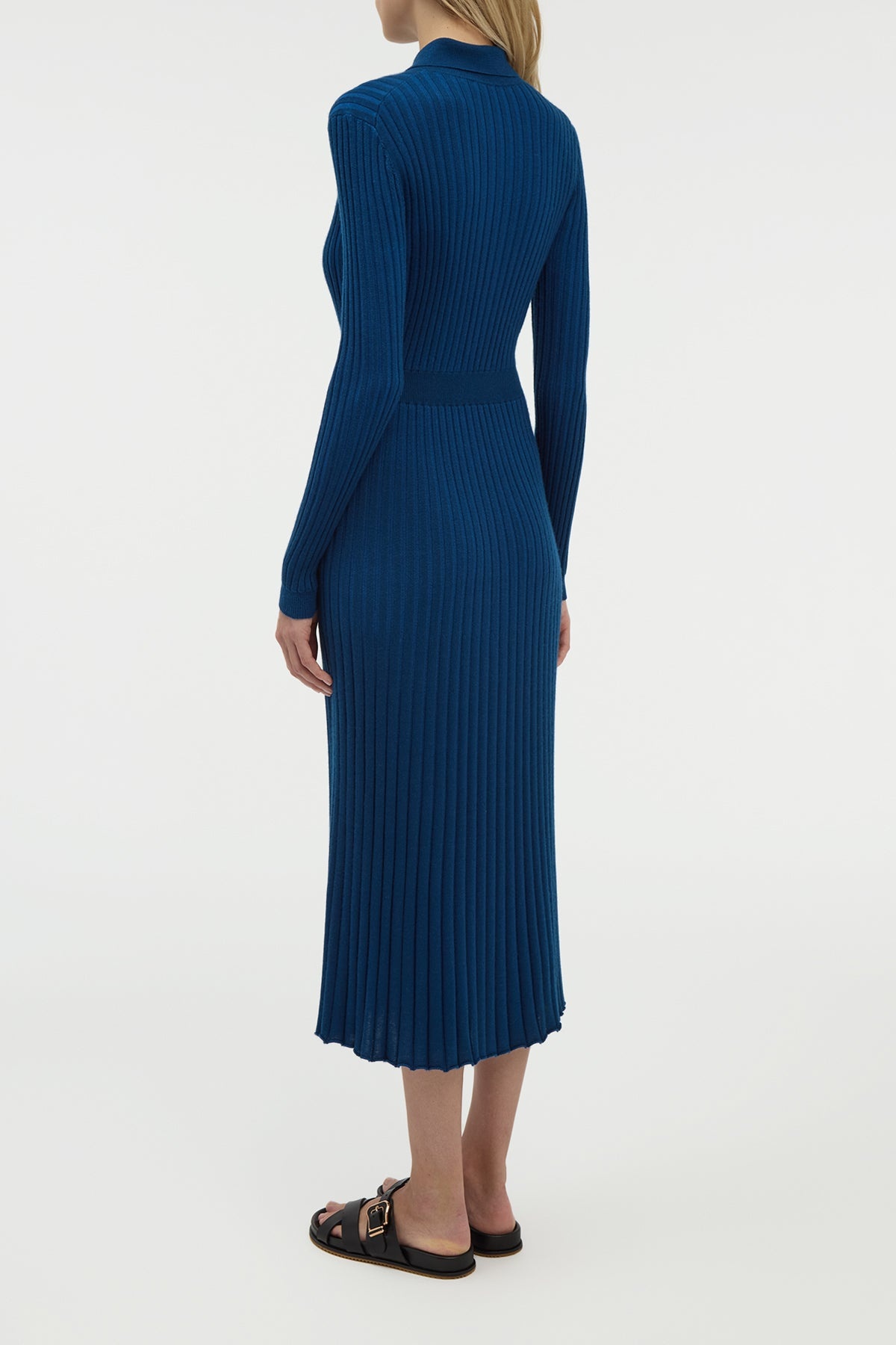 Ardor Knit Maxi Dress in Washed Denim Cashmere Silk - 4