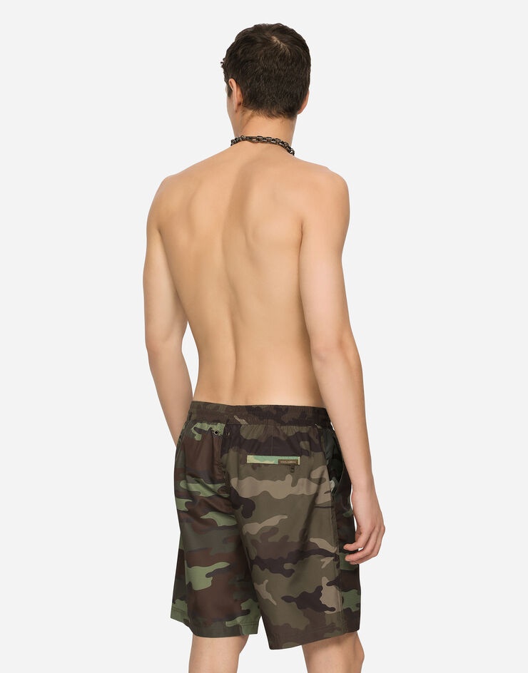 Mid-length swim trunks with camouflage patchwork design - 5