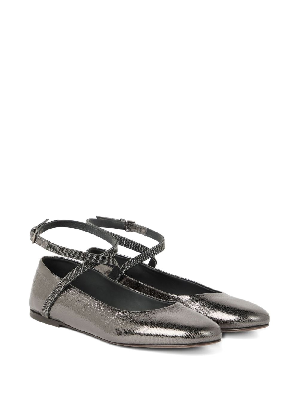 metallic-effect ballet flats - 2