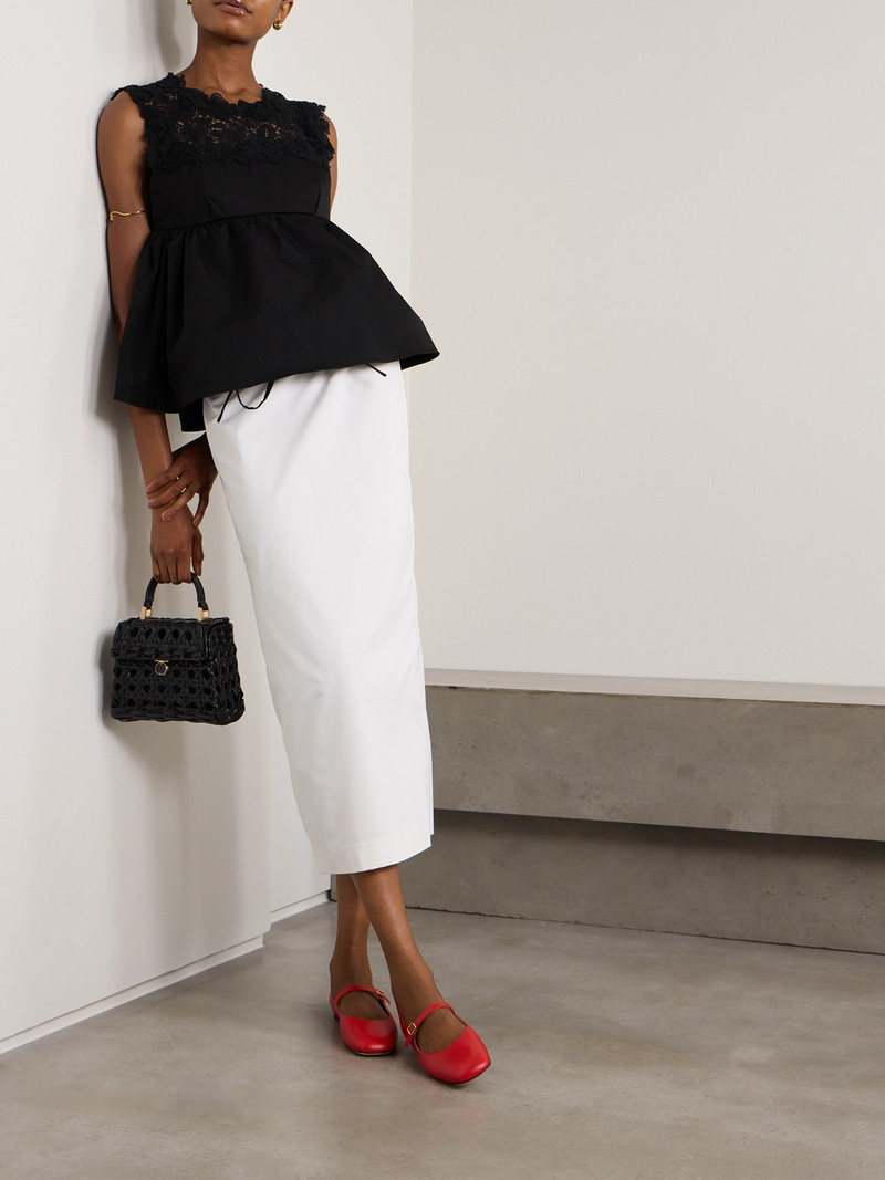 KIKA VARGAS Ivonne Guipure Lace-trimmed Twill Peplum Top outlook