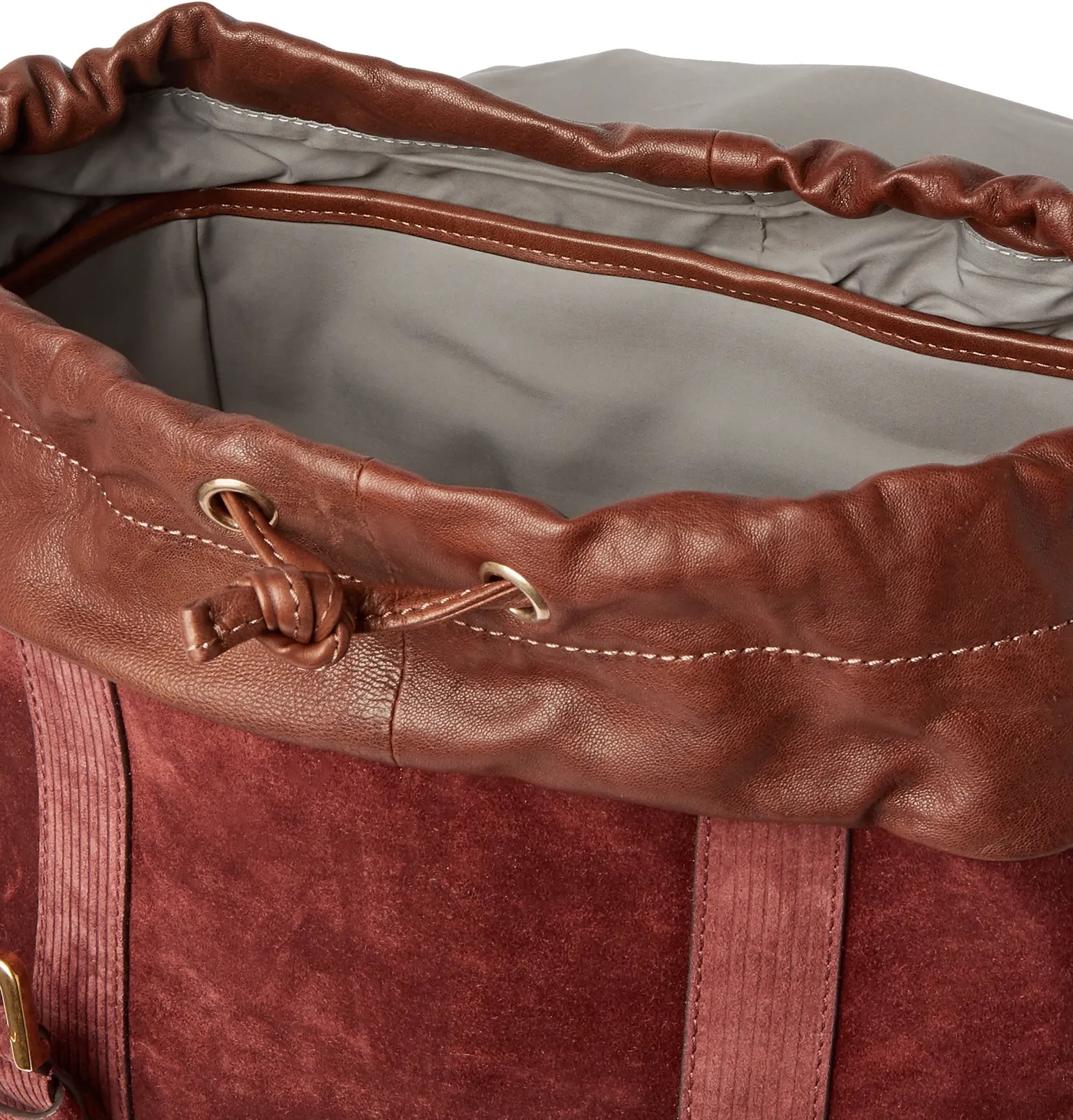 Leather-Trimmed Suede Backpack - 3