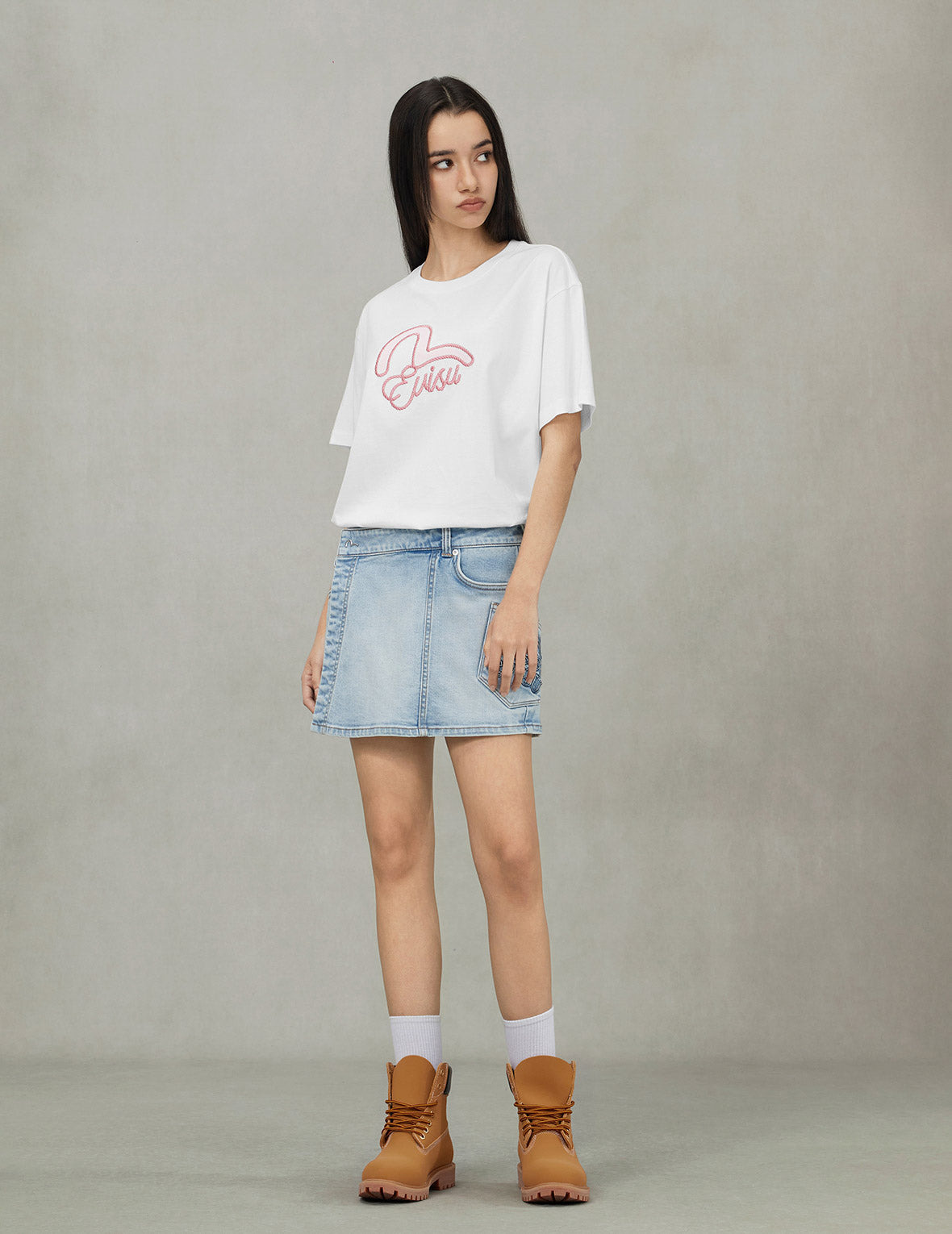Seagull Print and Twisted Rope Logo Embroidery Boyfriend T-Shirt - 3