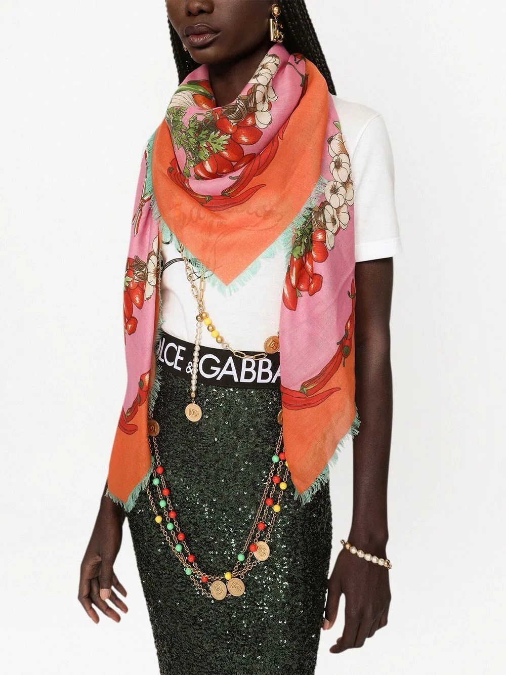 graphic-print fringed-edge scarf - 2