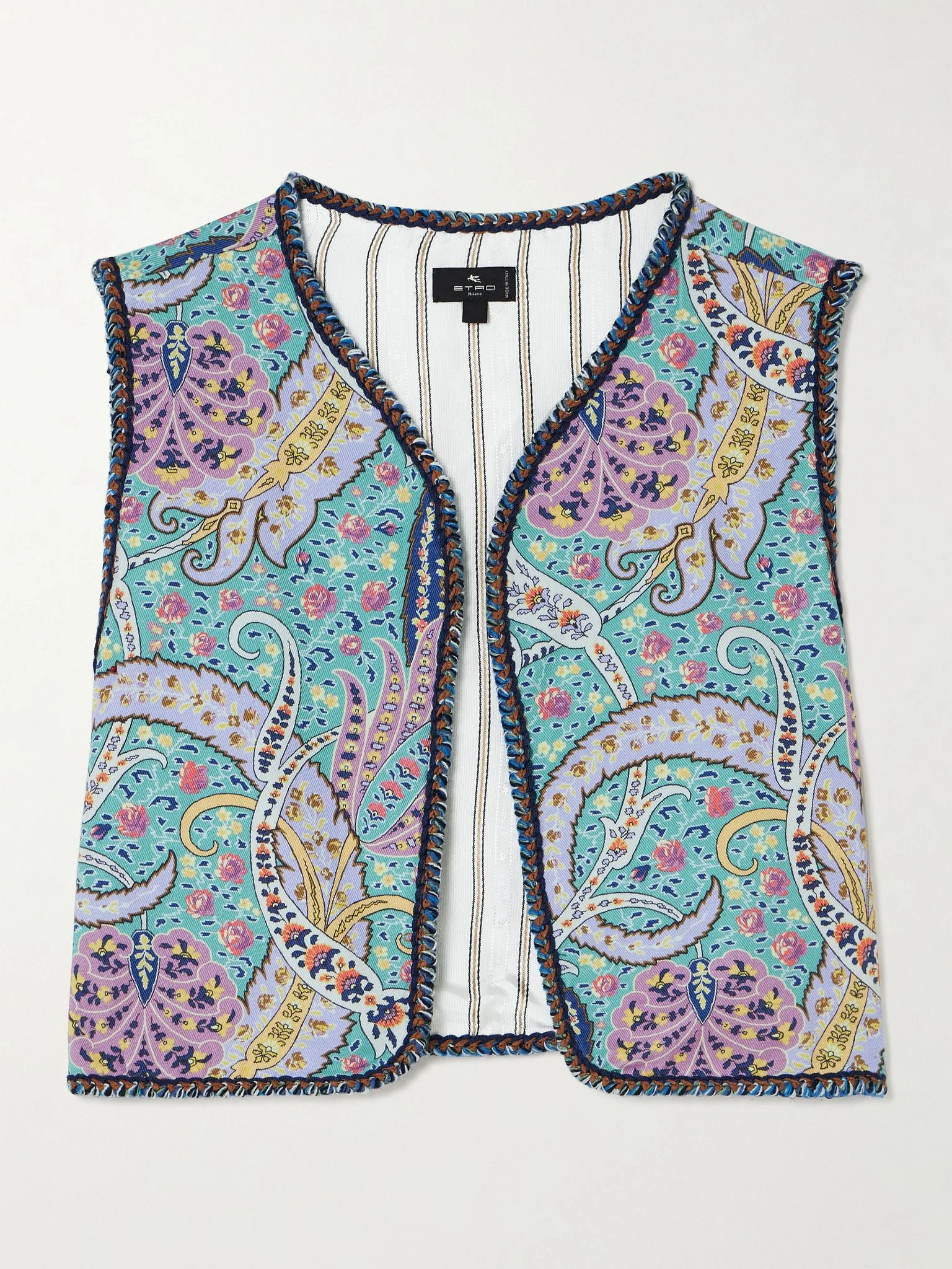 Cropped embroidered denim vest Light blue - 1