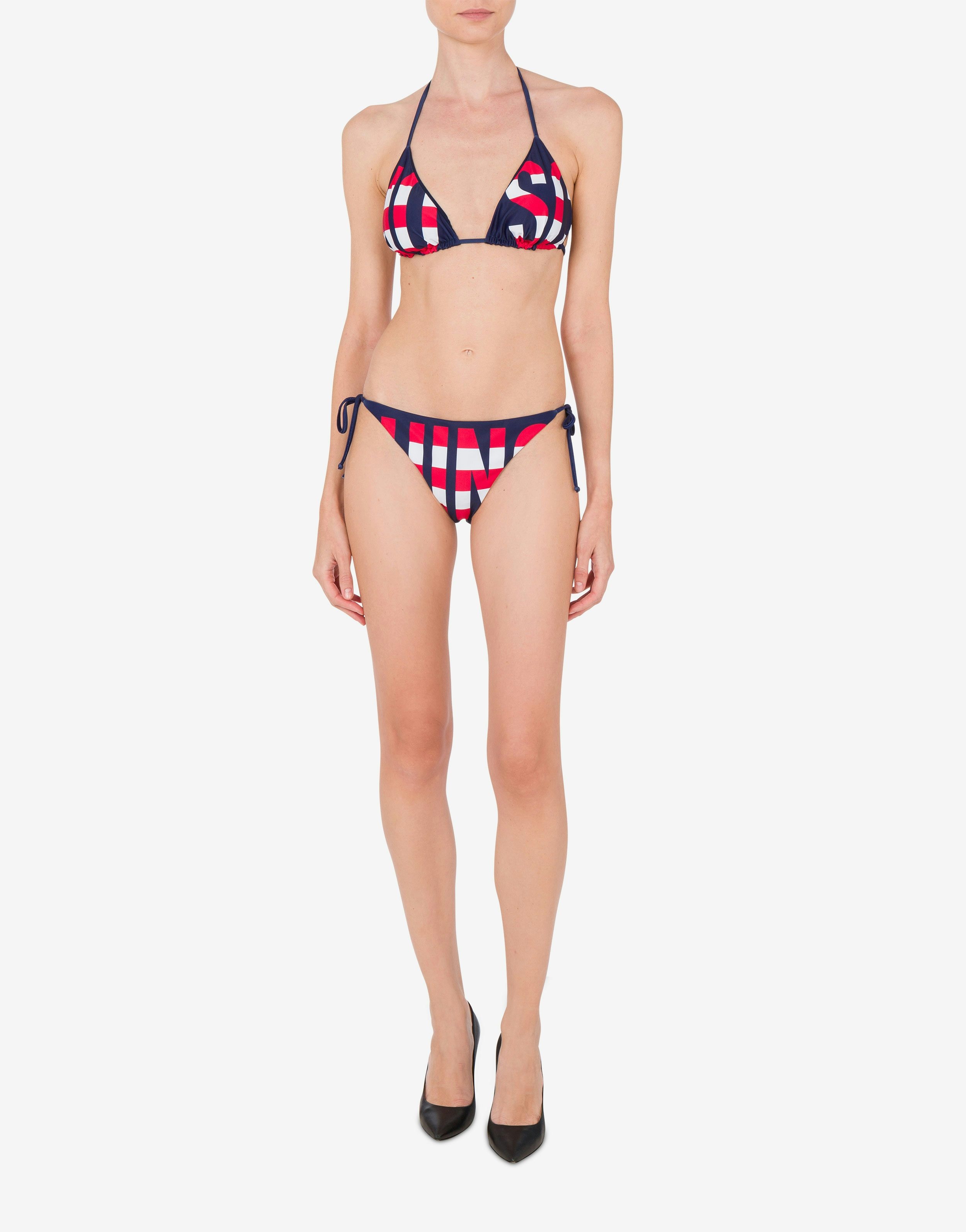 STRIPED LETTERING LOGO SWIM BRIEFS WITH LACES - 2