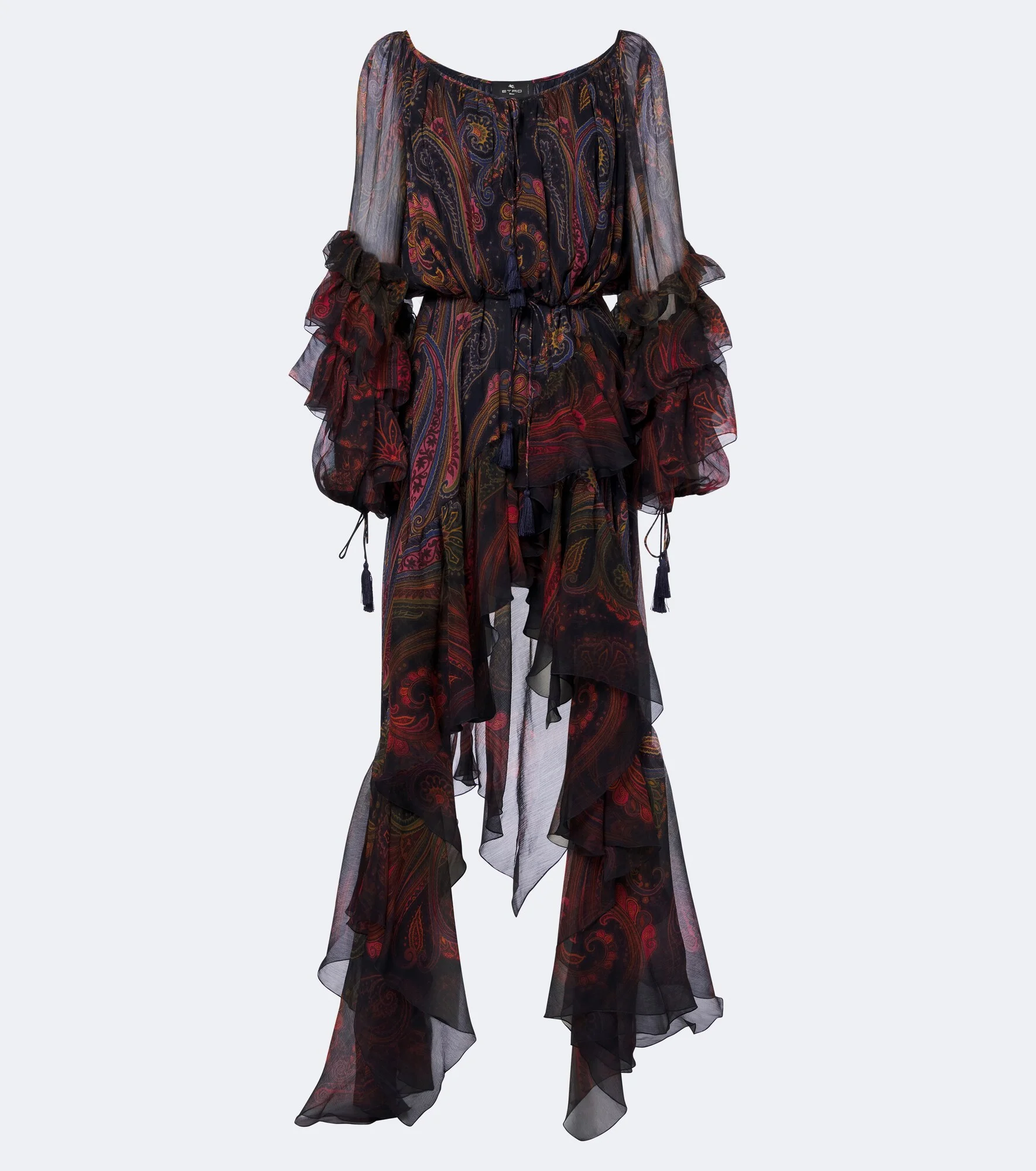 Printed silk chiffon gown - 1