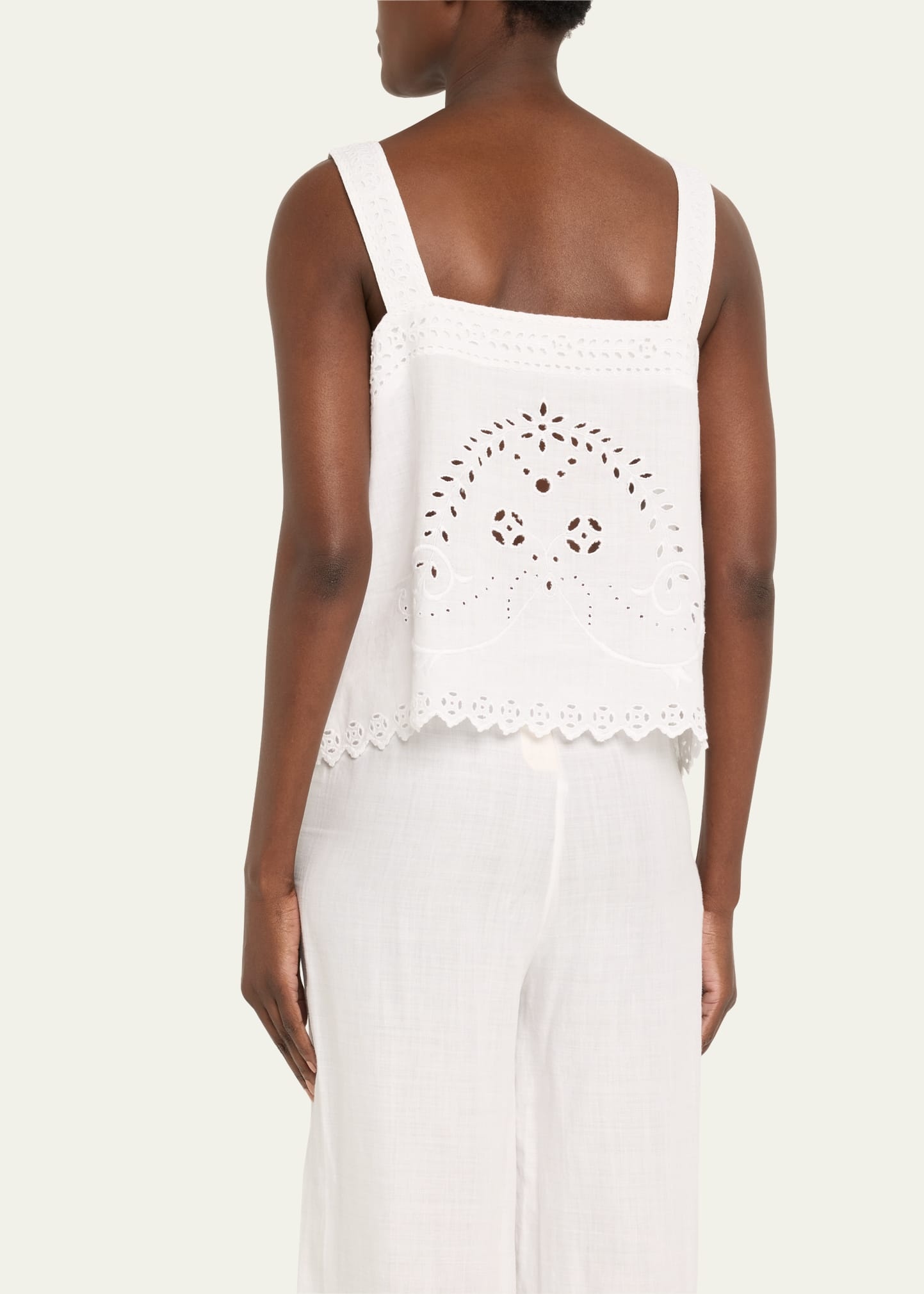 Belvoir Broderie Anglaise Lace Tank Top - 3