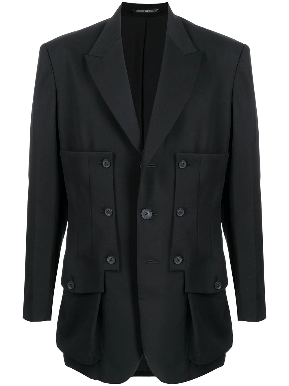 buttoned panelled wool blazer - 1