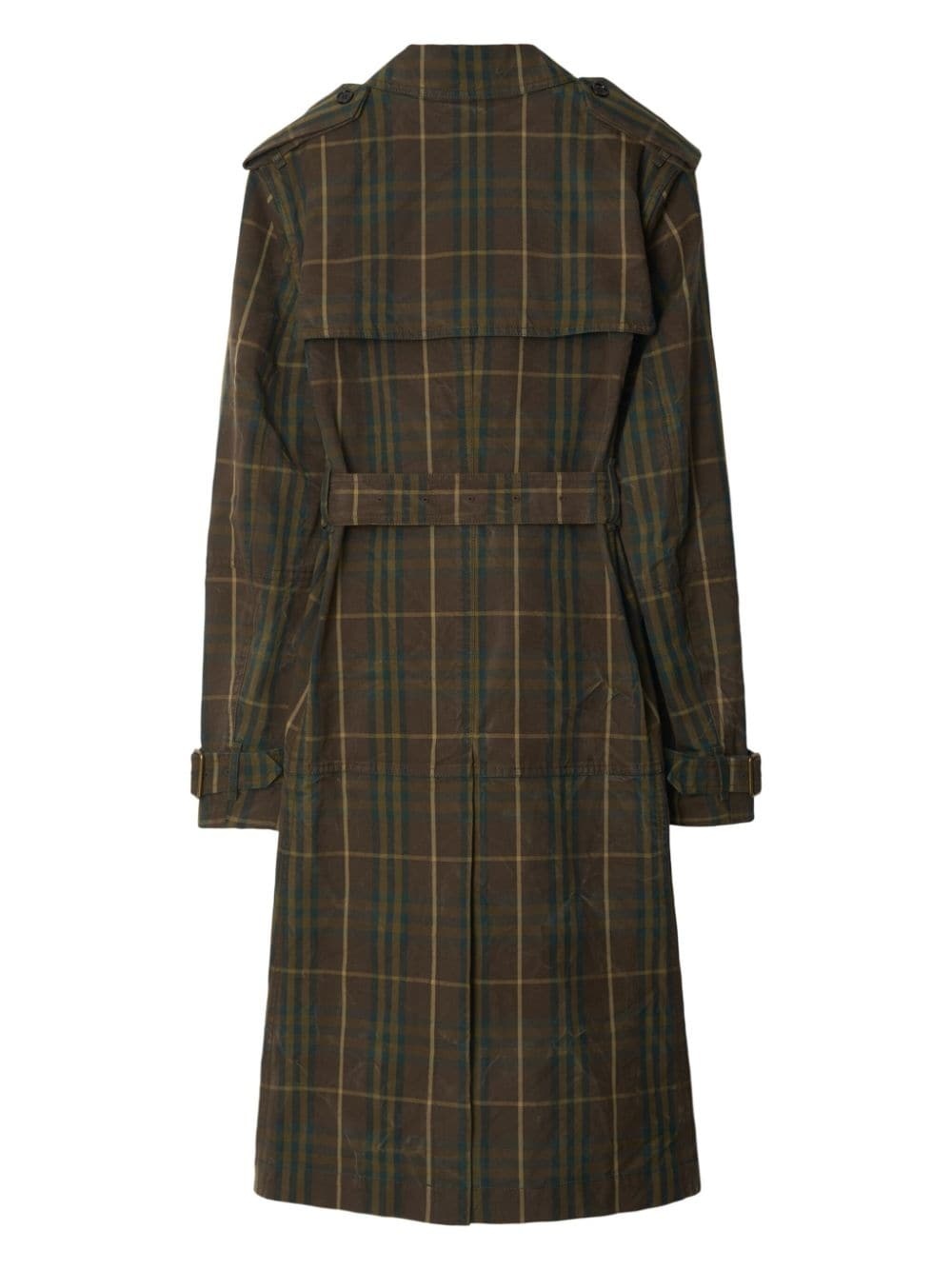 checked cotton trench coat - 2