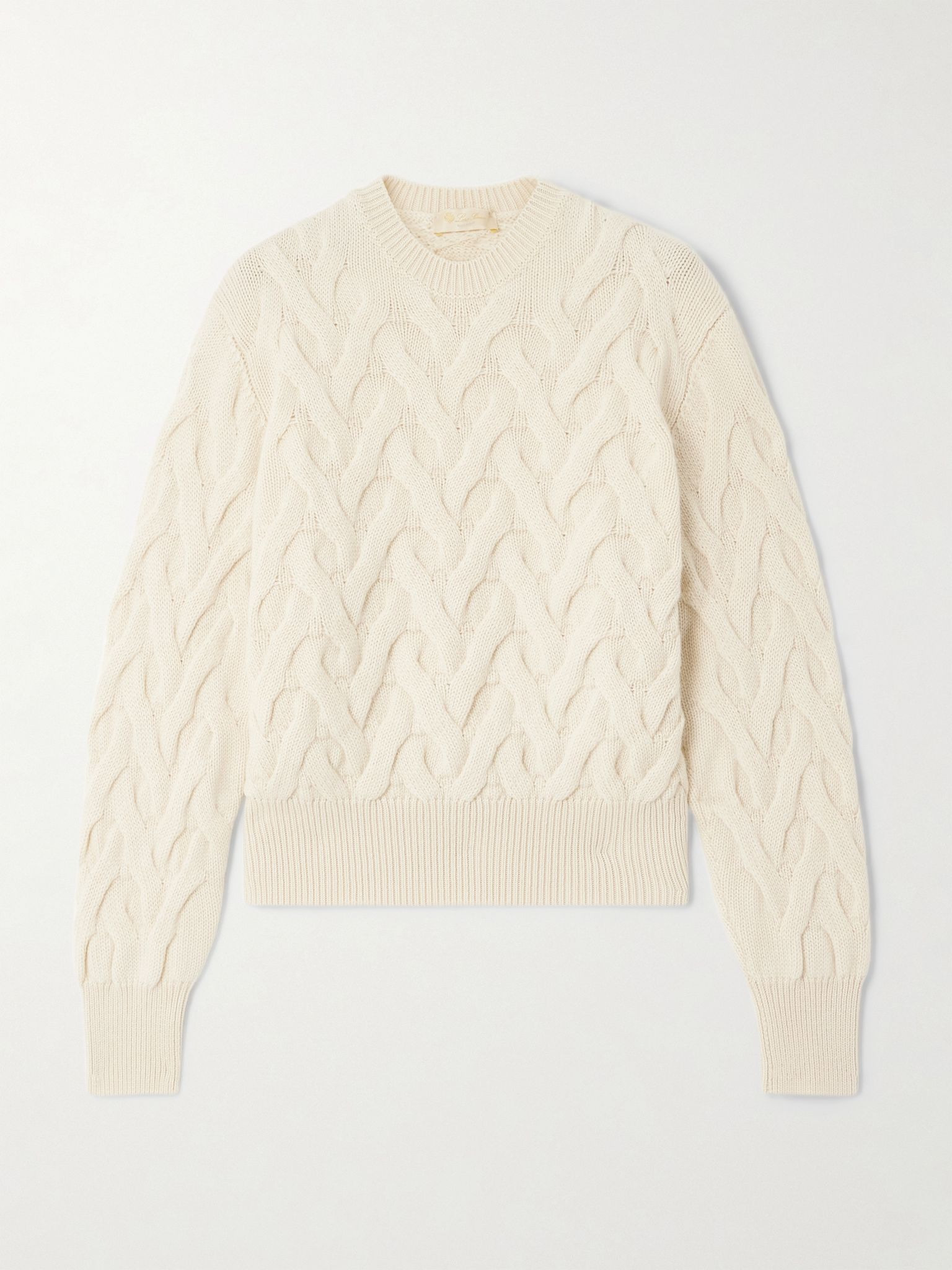 Cable-knit cashmere sweater Cream - 1