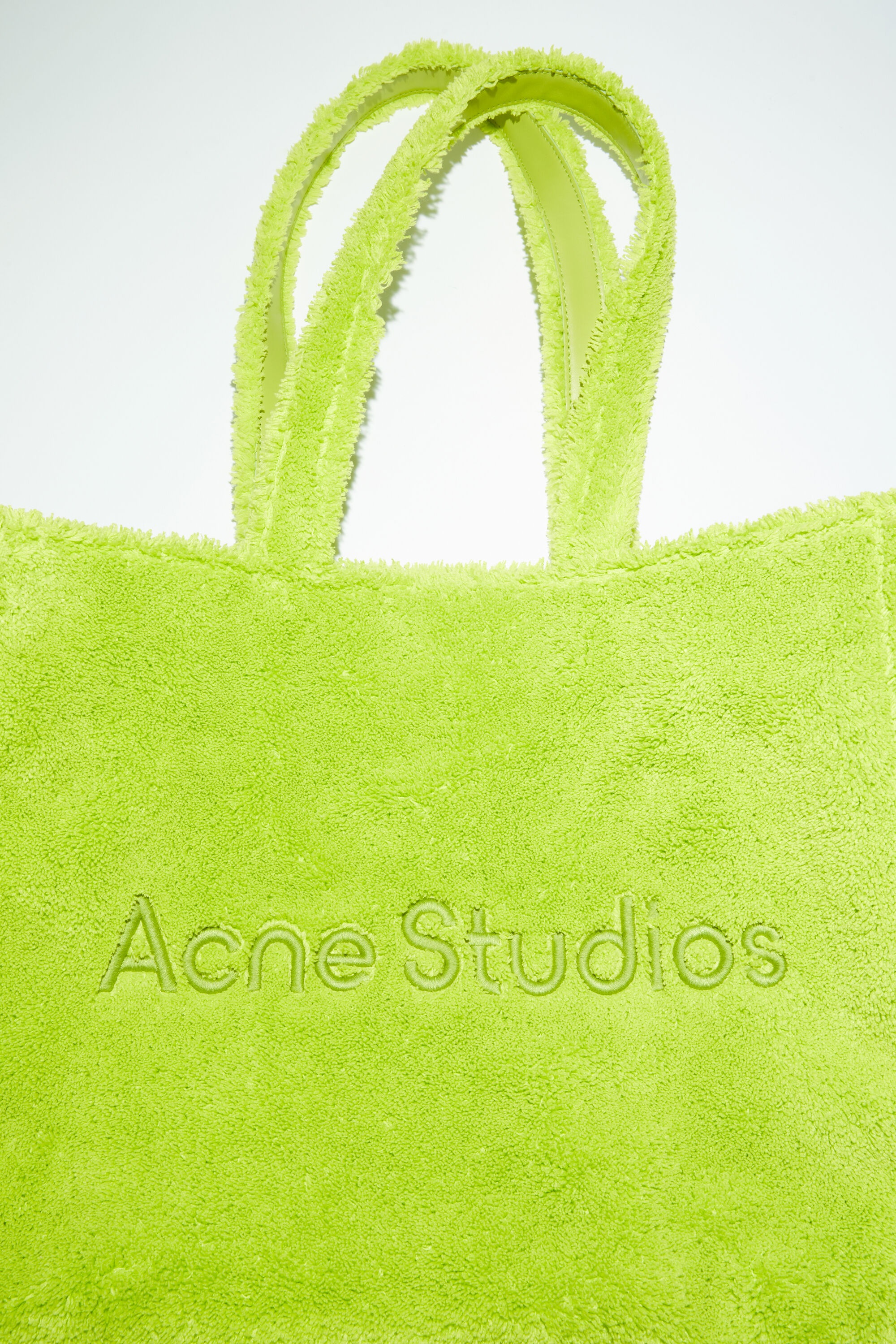 Logo Teddy Fleece Tote Bag in Green - Acne Studios