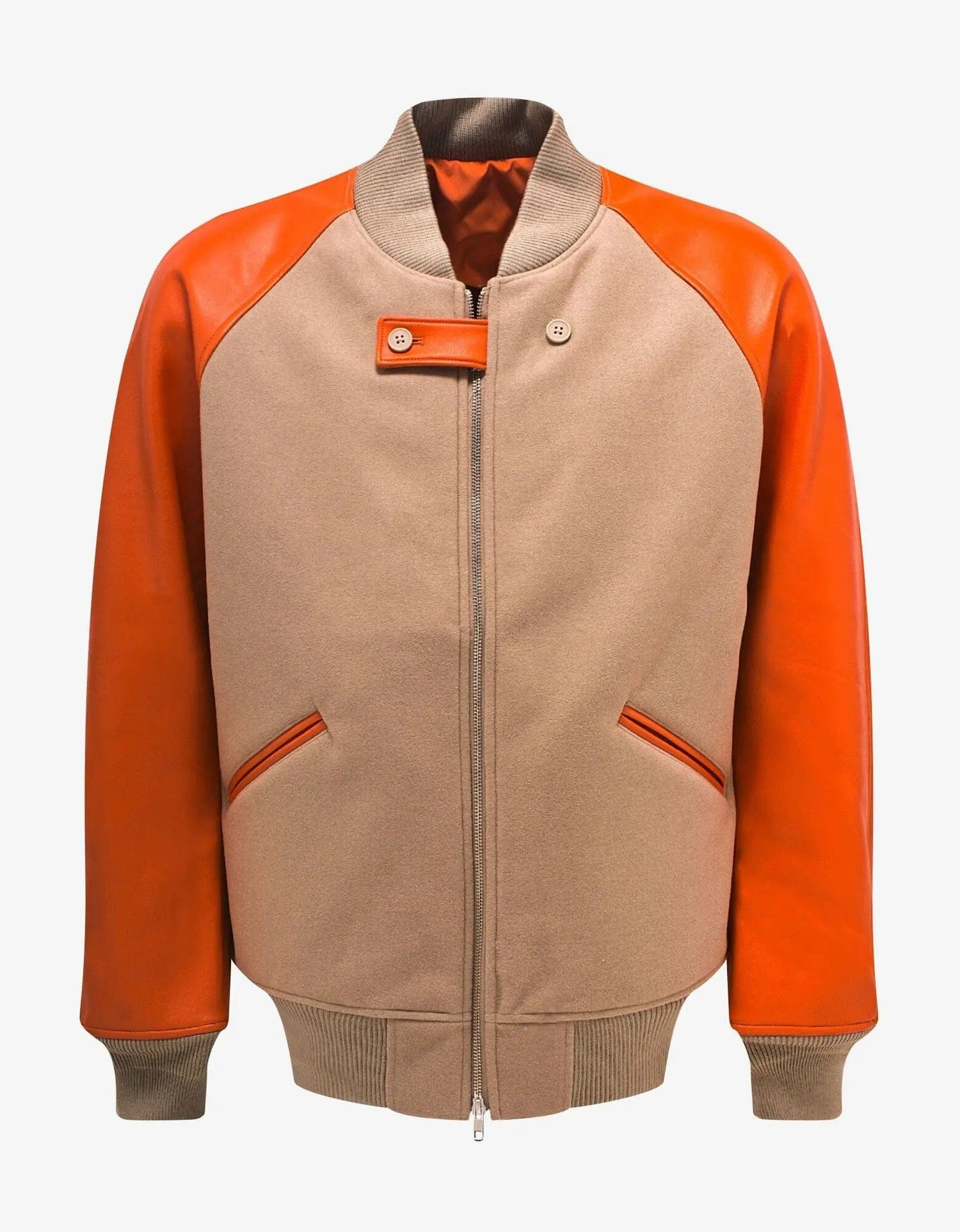 Y-3 Khaki and Orange Classic Varsity Jacket - 1