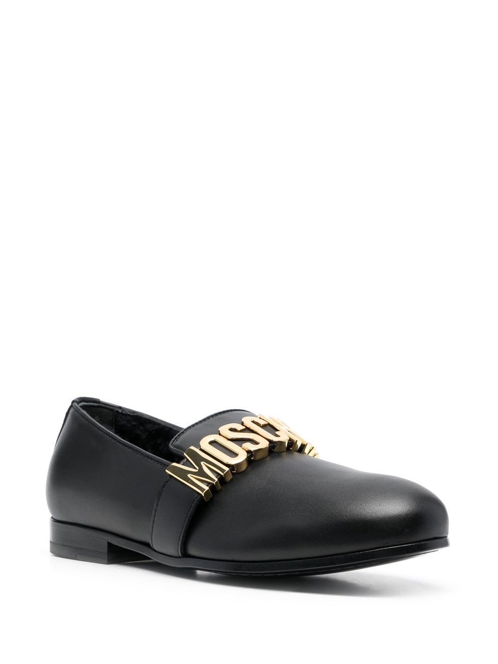 logo-plaque leather loafers - 2