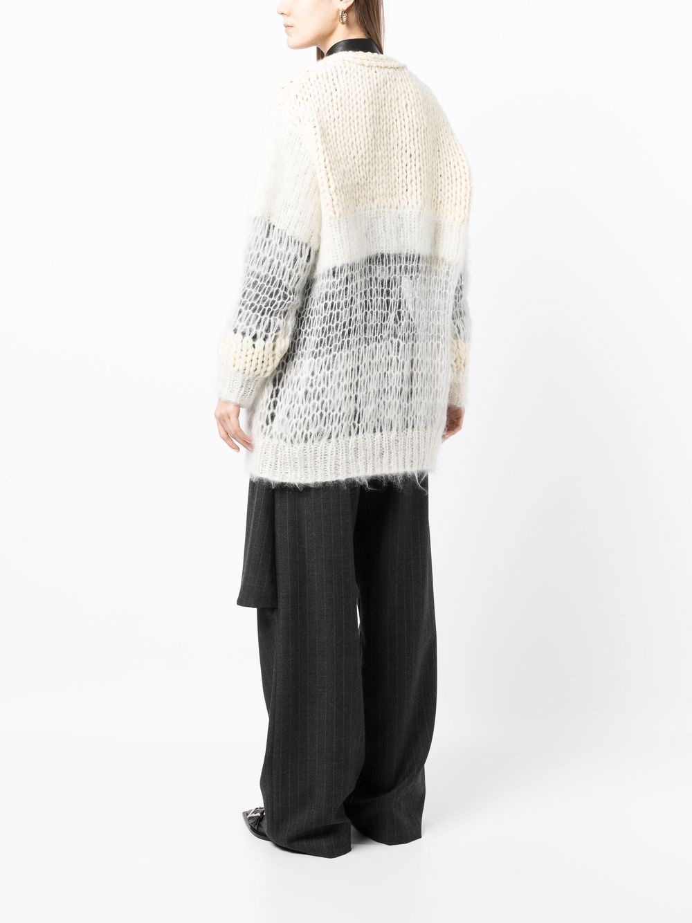 contrasting chunky knit cardigan - 4