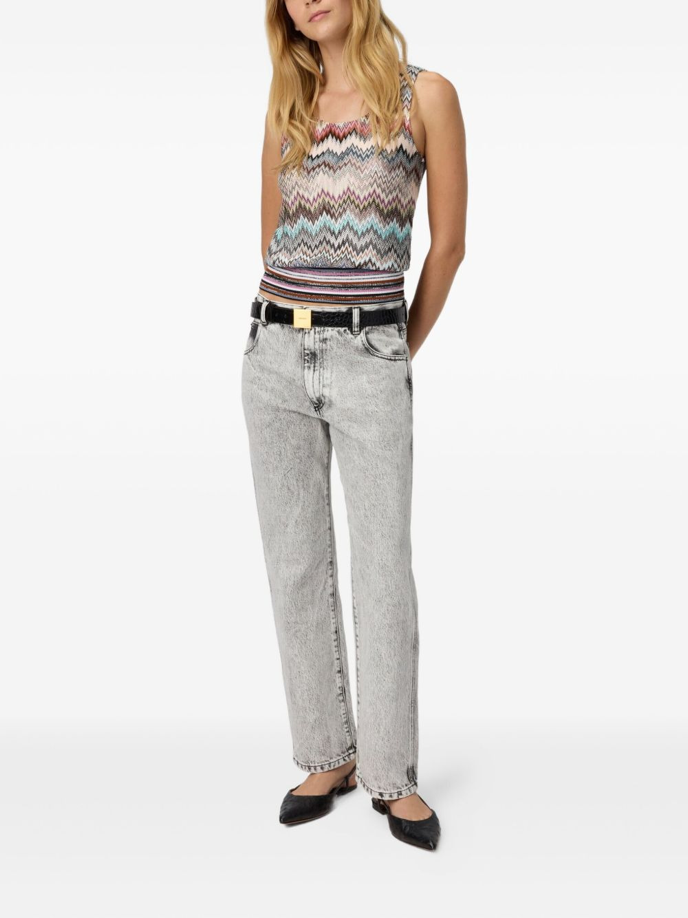 zigzag-pattern sleeveless top - 2