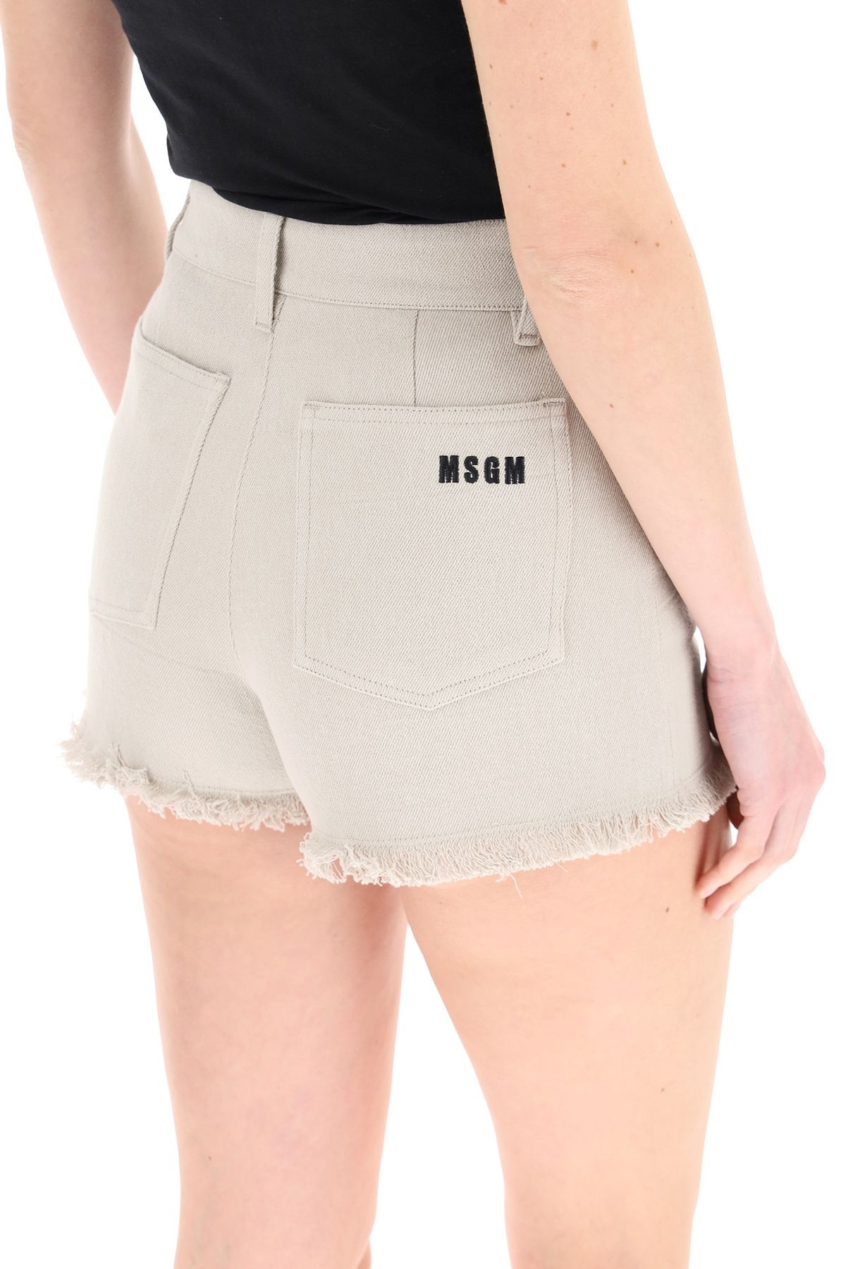 FRINGED SHORTS WITH LOGO EMBROIDERY - 5